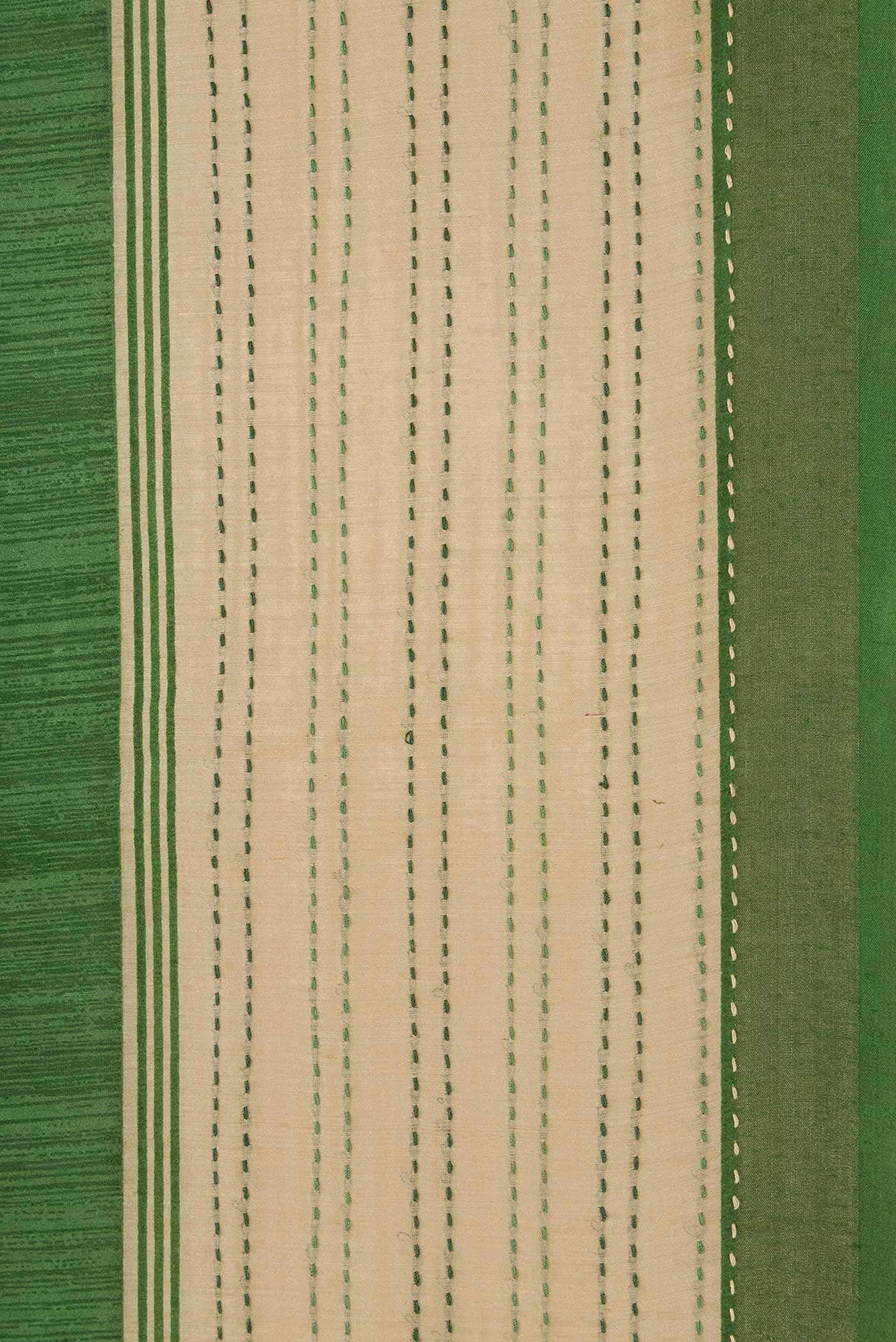 Green Dual Tone Tussar Silk Saree - Image 3
