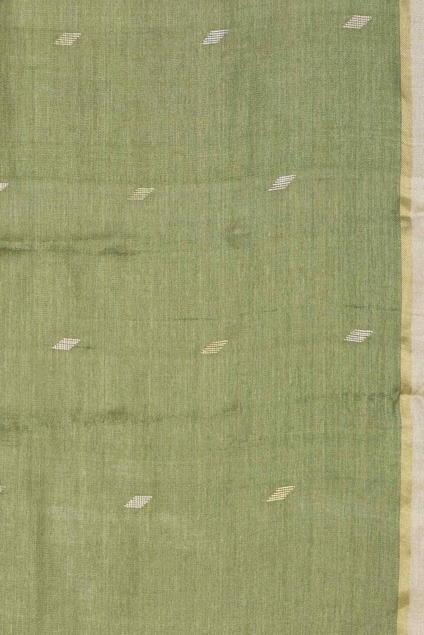 Green Dual Tone Tussar Silk Saree - Image 5
