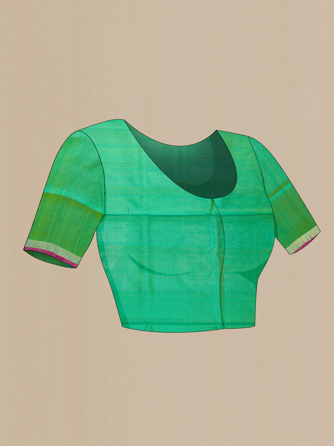Green Dual Tone Uppada Silk Saree - Image 5