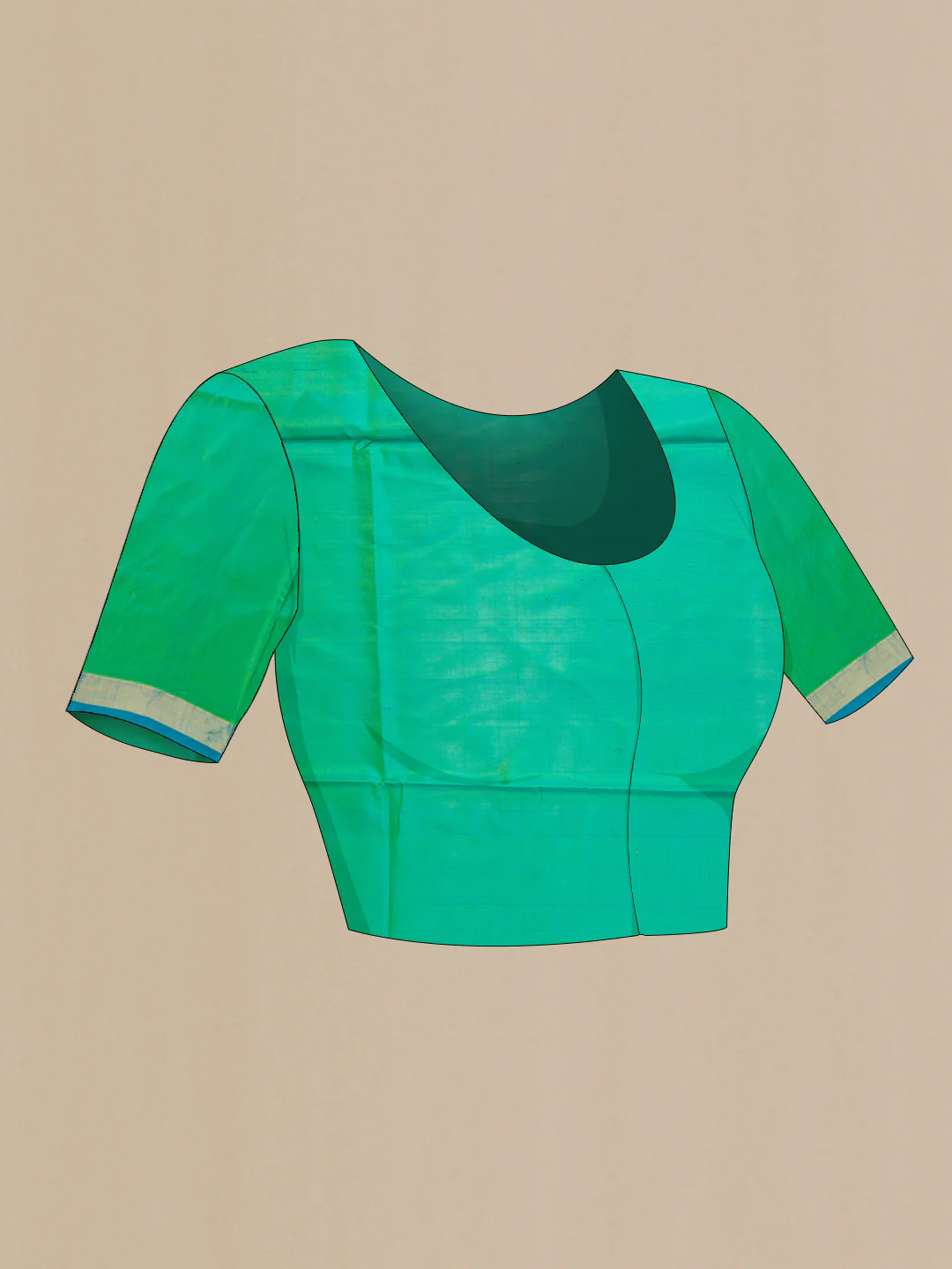Green Dual Tone Uppada Silk Saree - Image 5