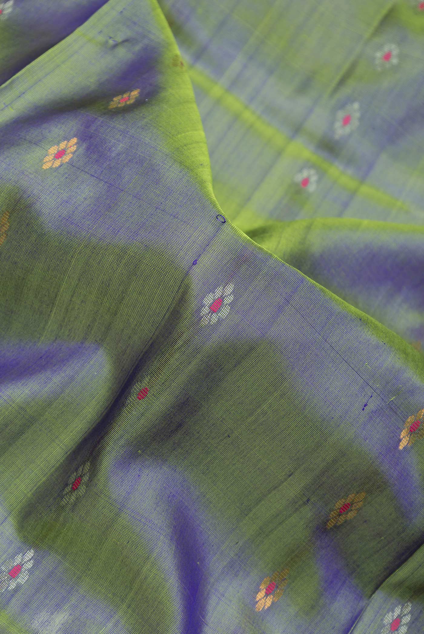 Green with Blue Color Uppada Silk Saree - Image 2