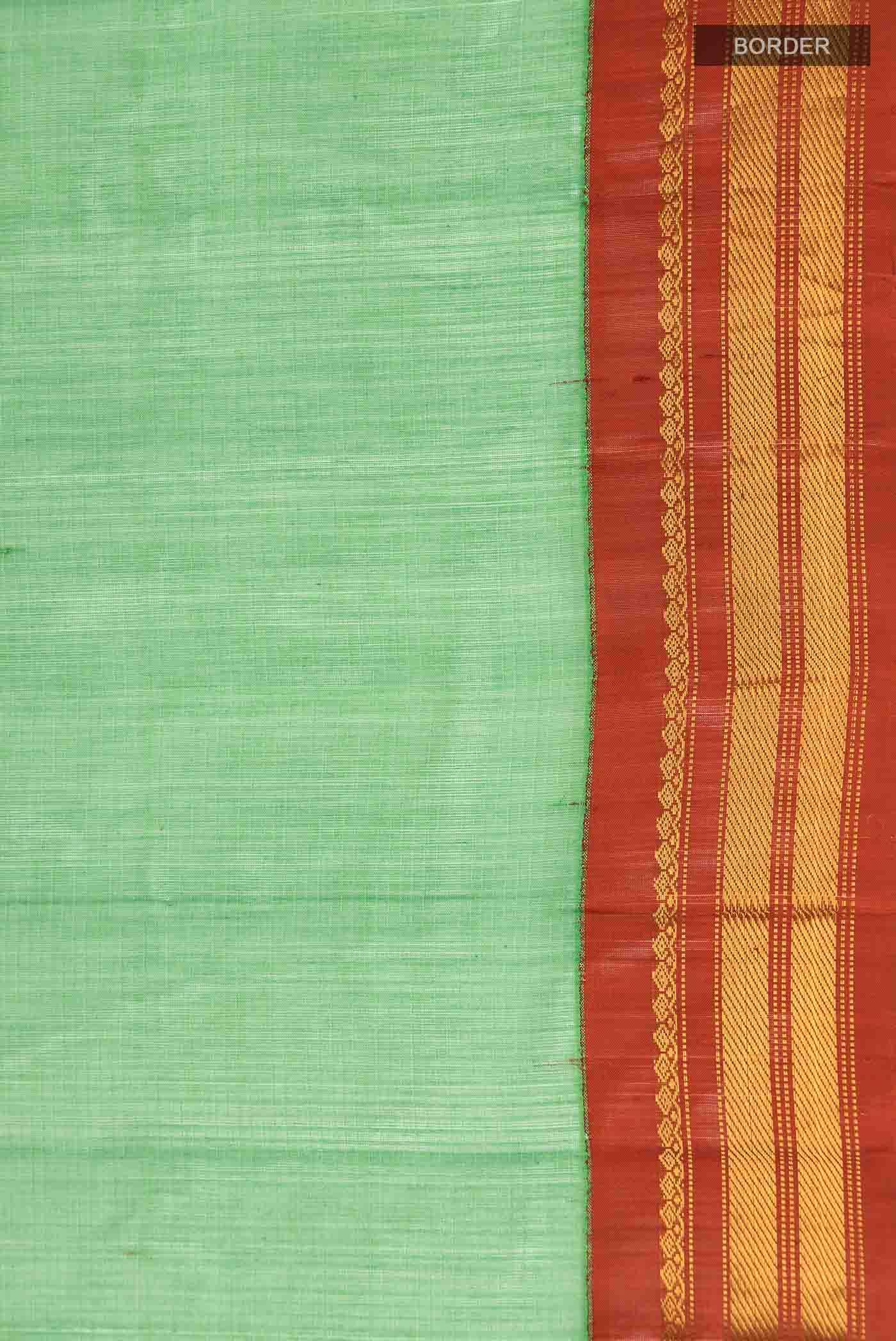 Green Gadwal cotton Saree - Image 4