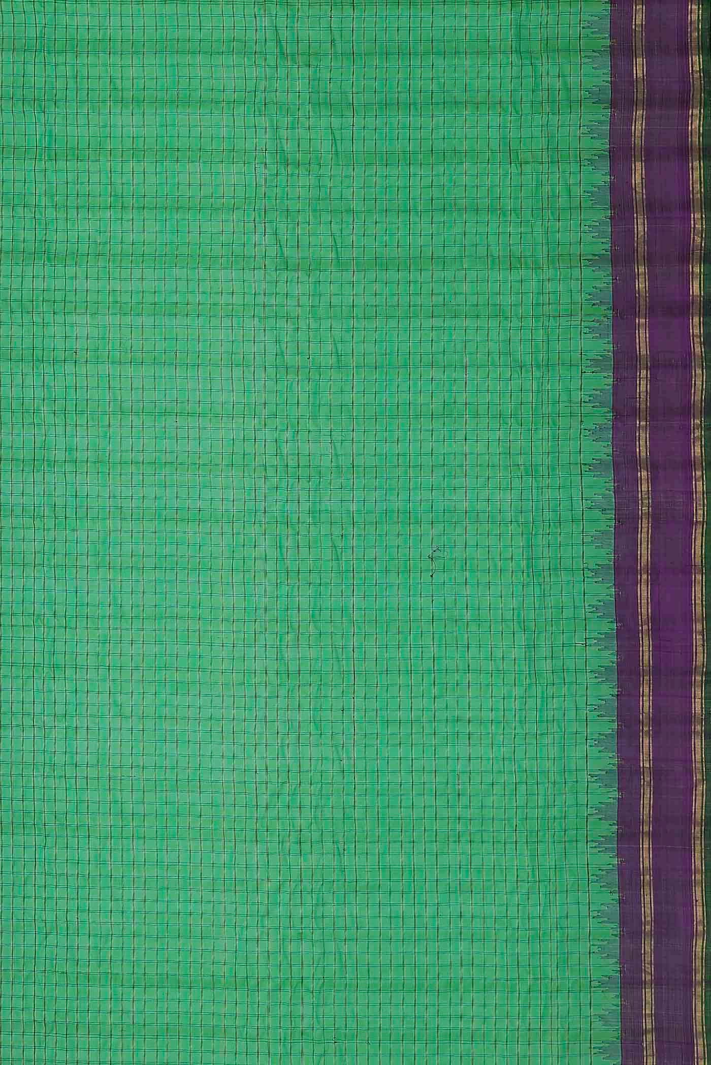Green Gadwal Silk Cotton Saree - Image 6