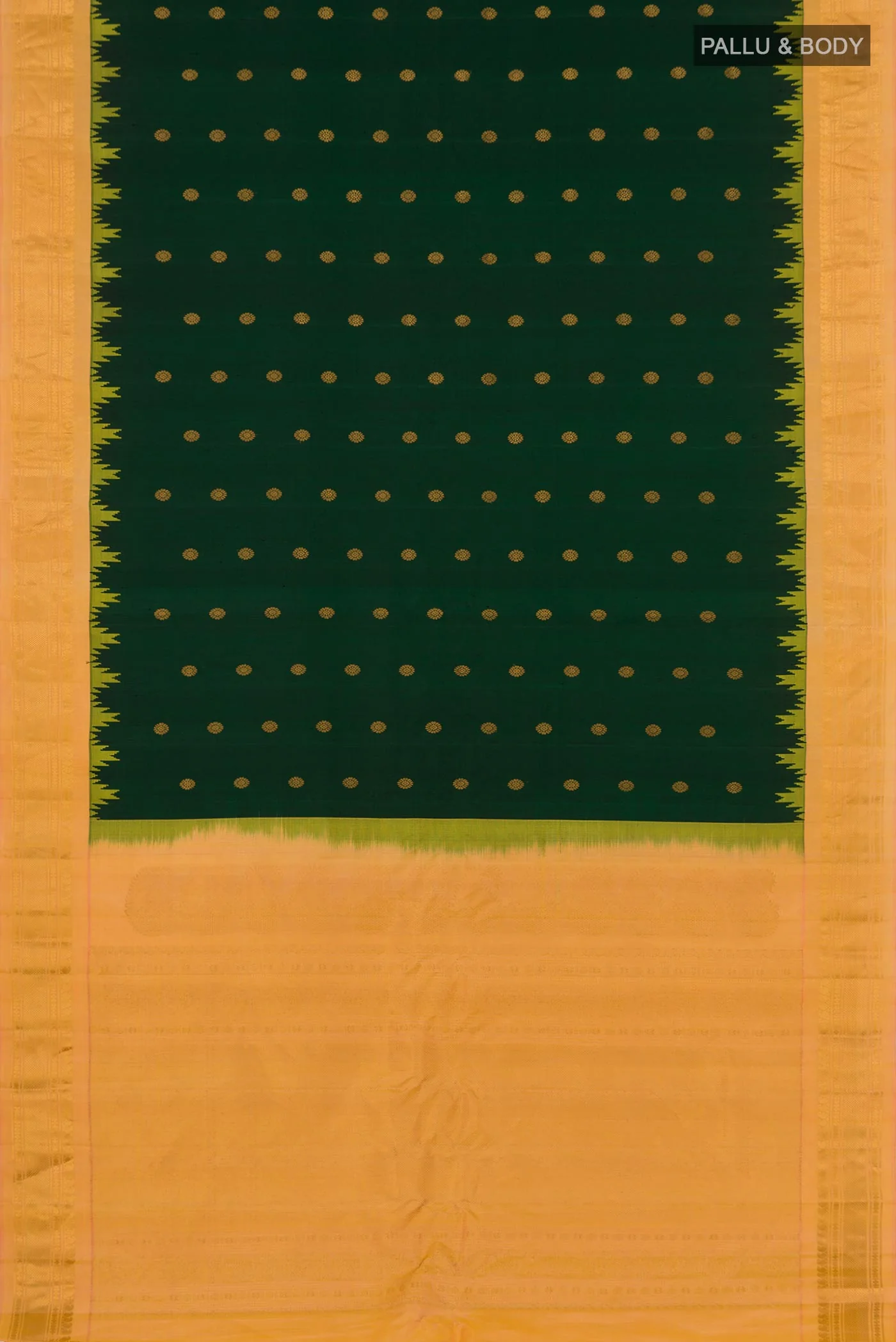Bottle Green Gadwal Silk Saree - Image 5