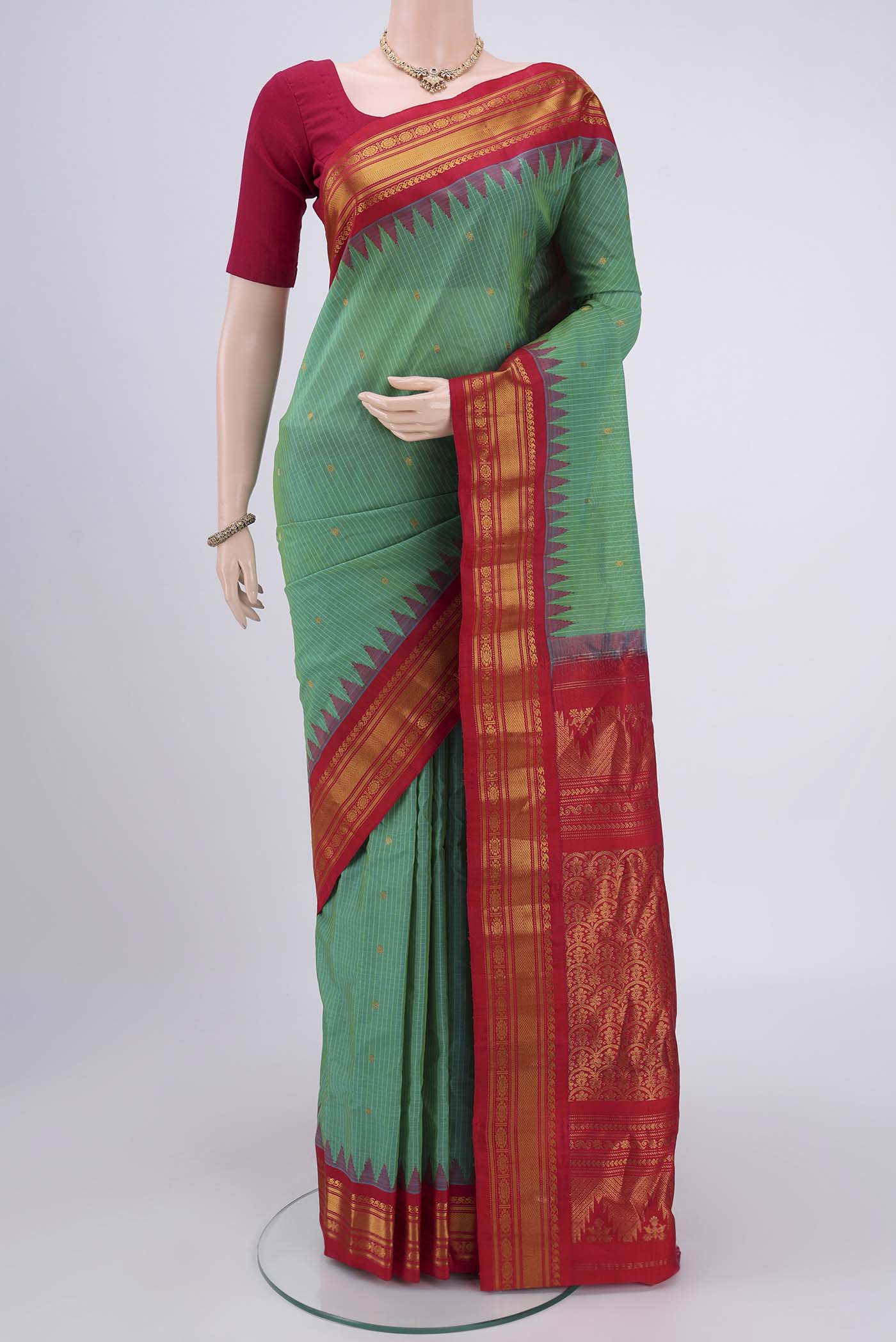 Green Gadwal Silk Cotton Saree