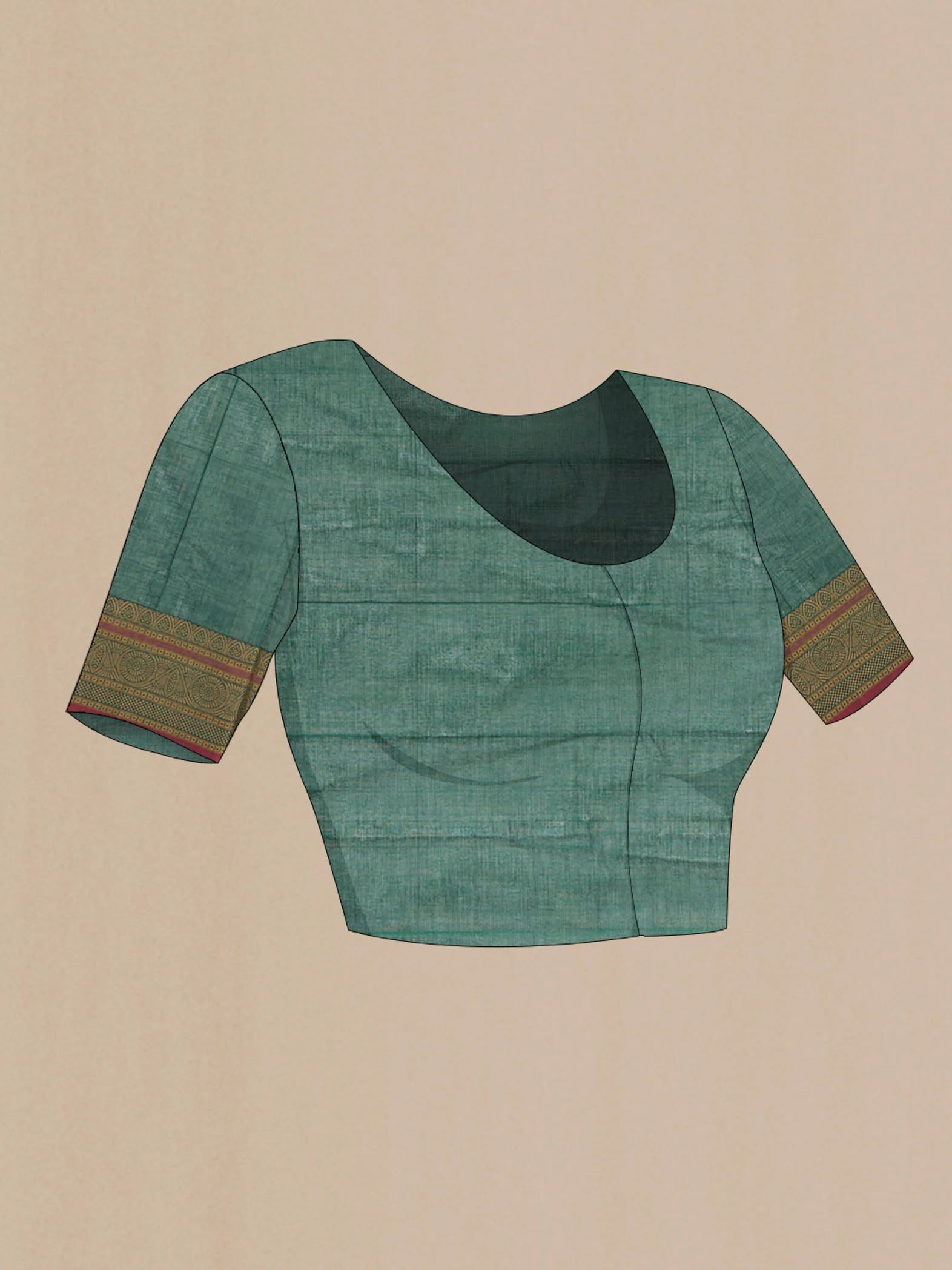 Green Kanchi Cotton Saree - Image 2