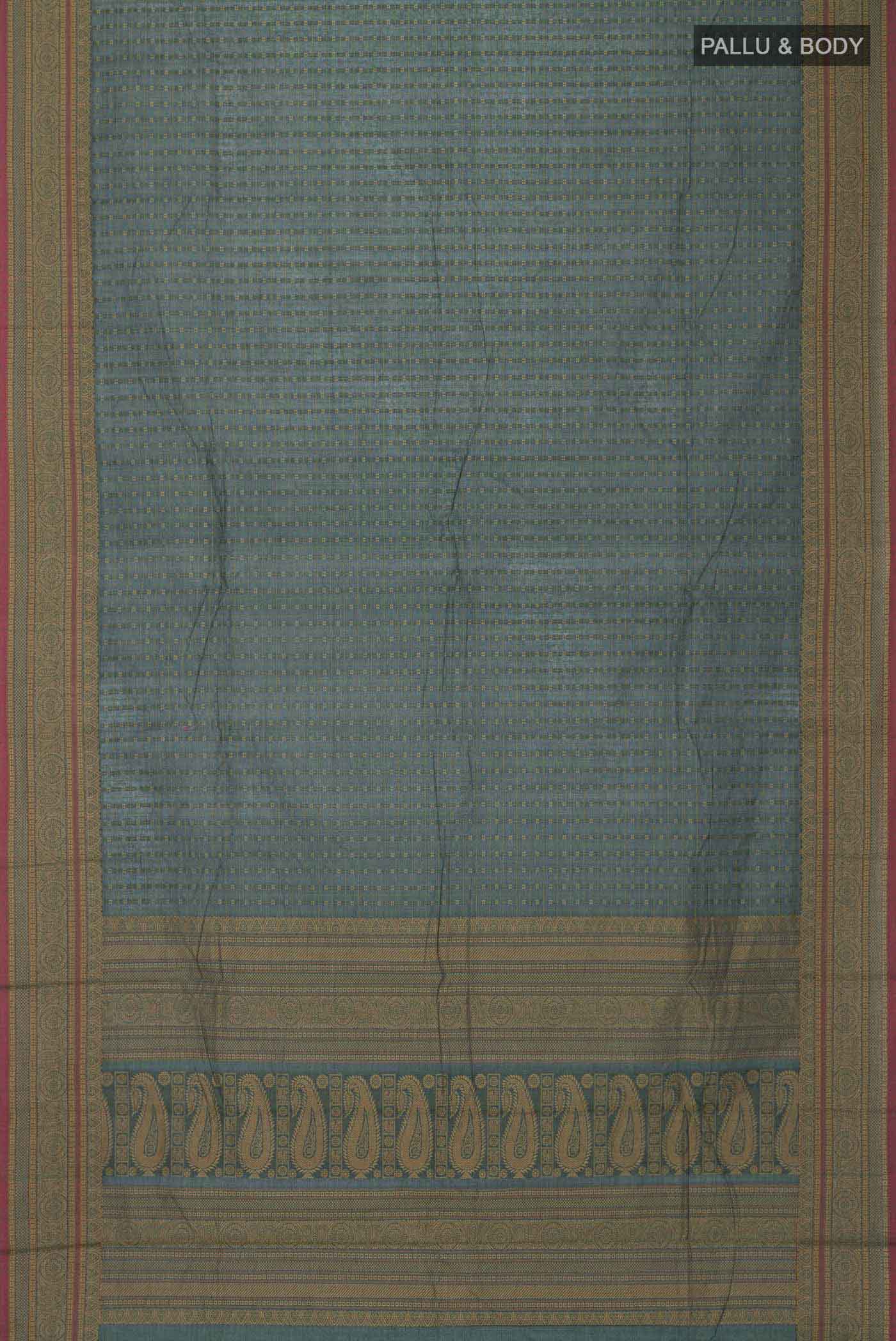 Green Kanchi Cotton Saree - Image 3