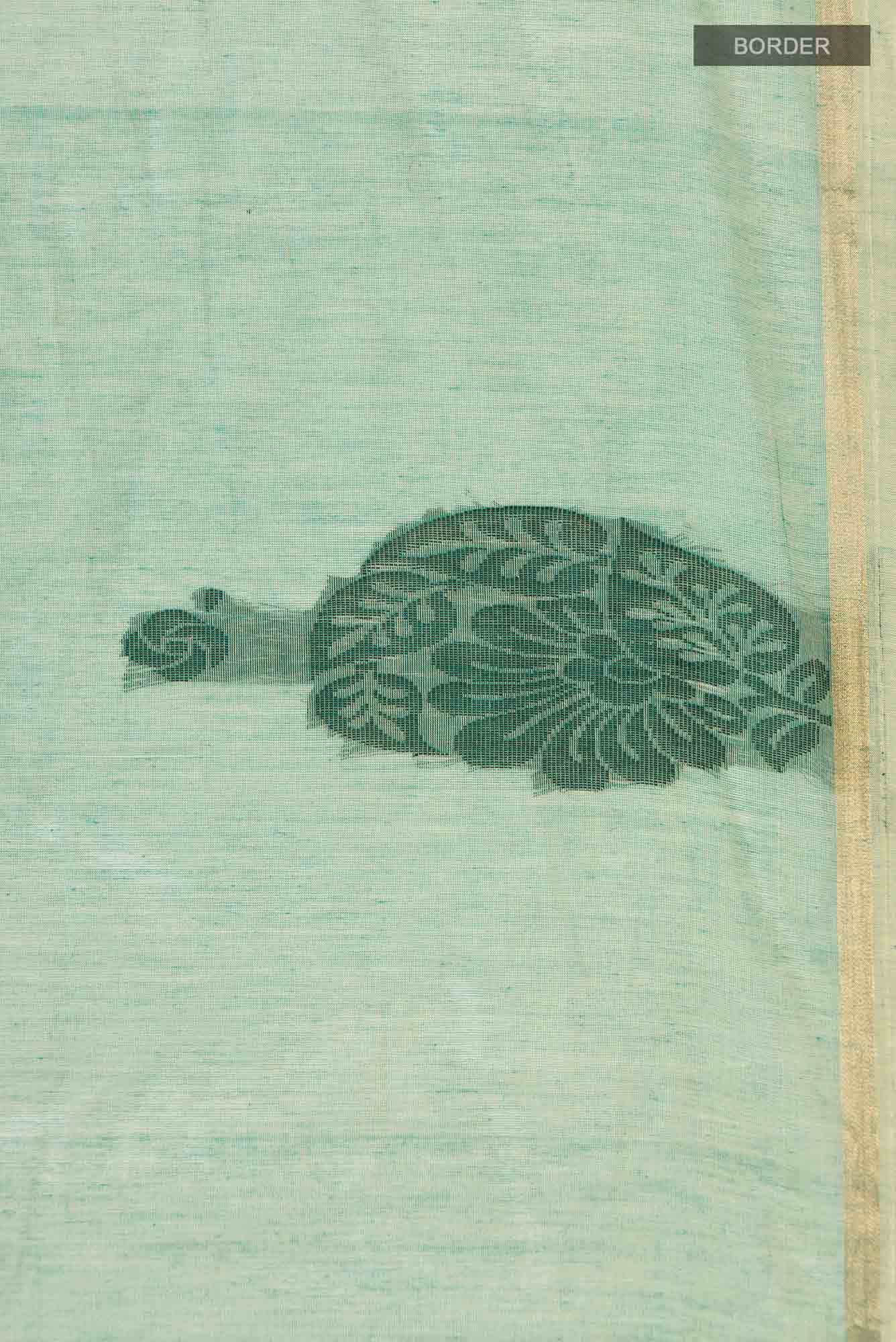 Green Kanchi Cotton Saree - Image 5