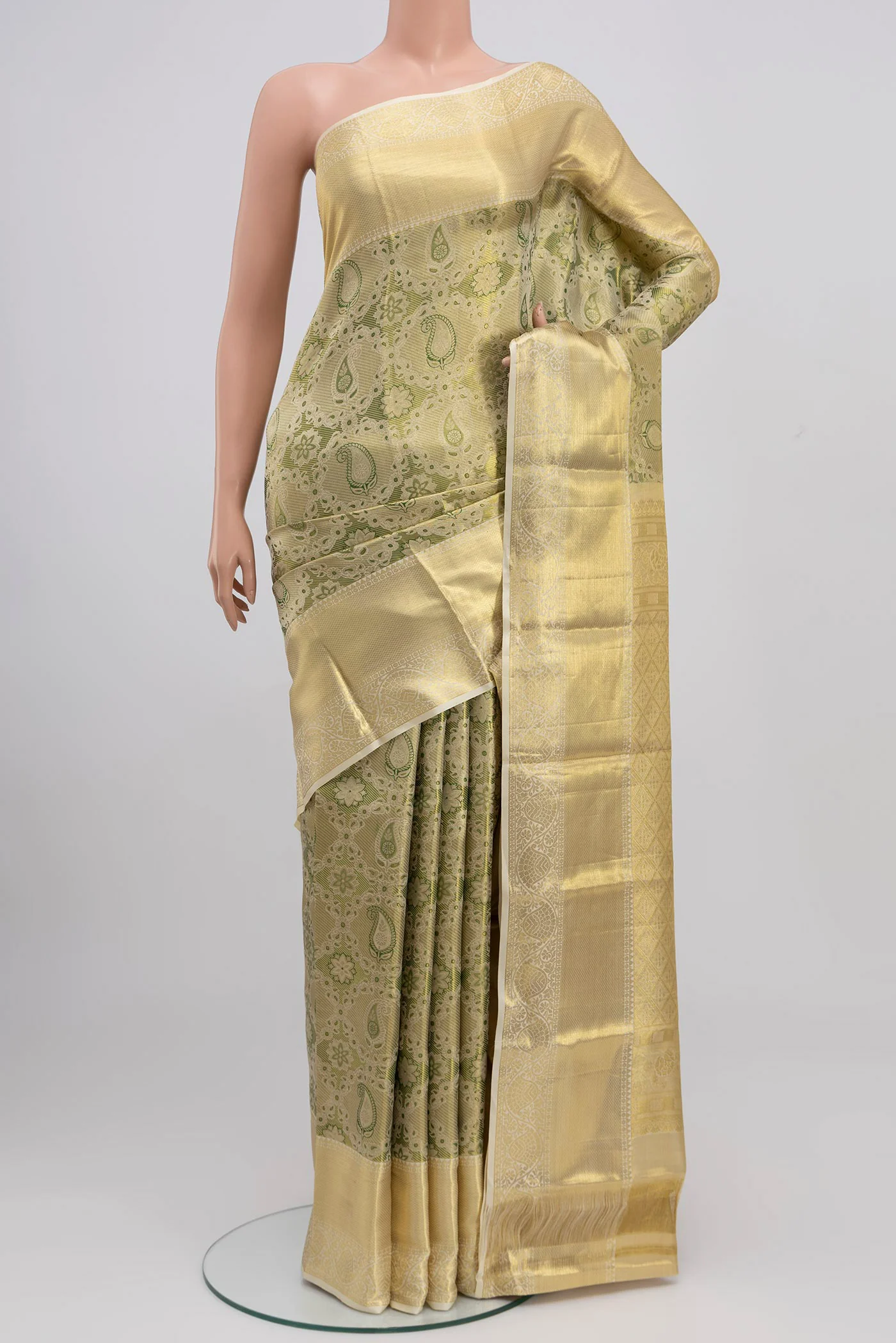Cream Kanchipuram Silk Saree