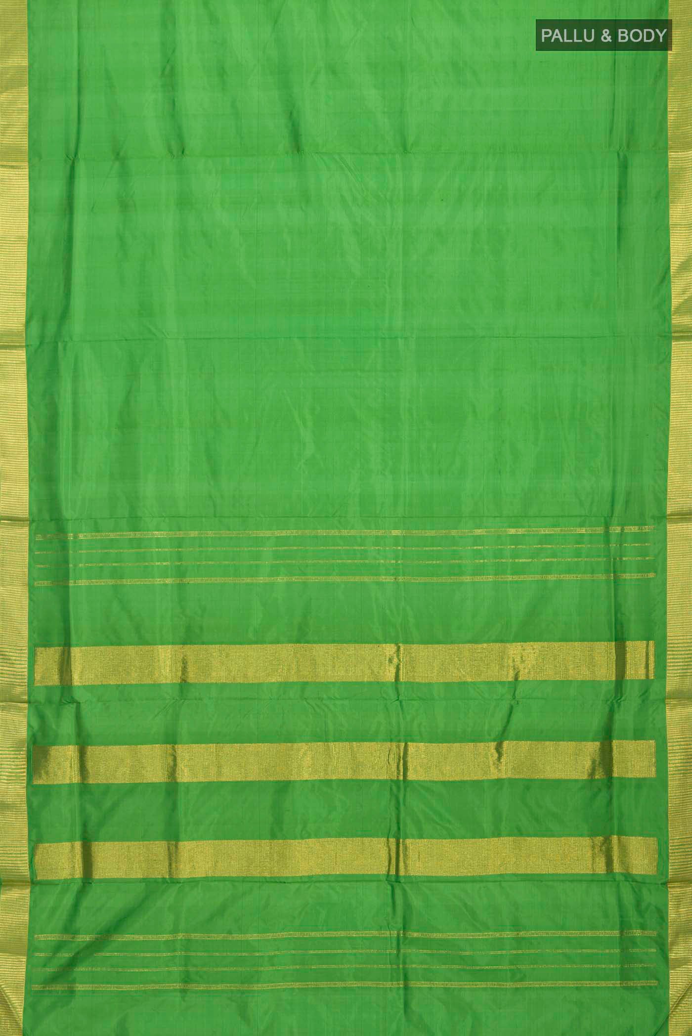Green Kanjivaram Silk Nine Yards Saree - Image 5