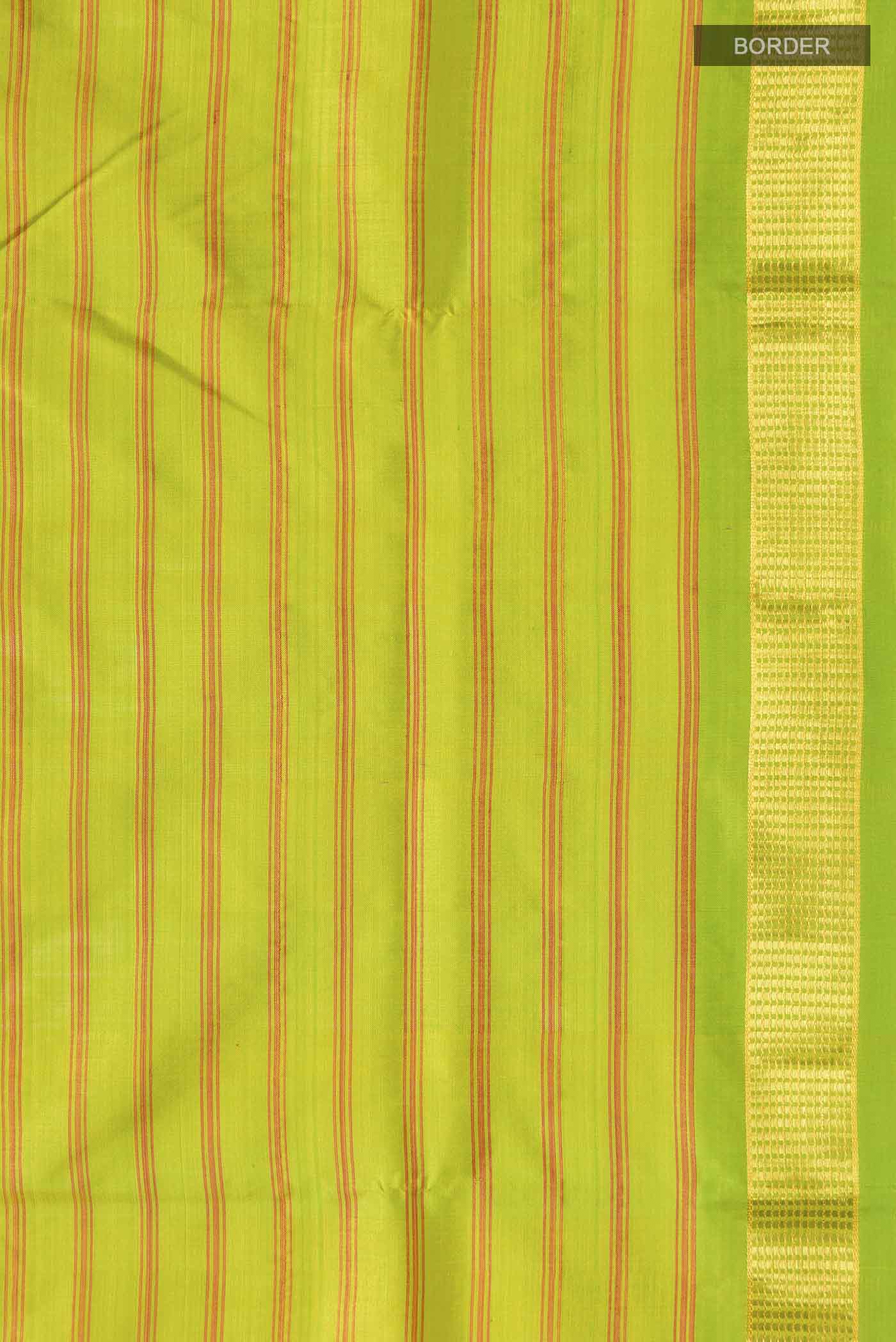 Green Kanjivaram Silk Nine Yards Saree - Image 3