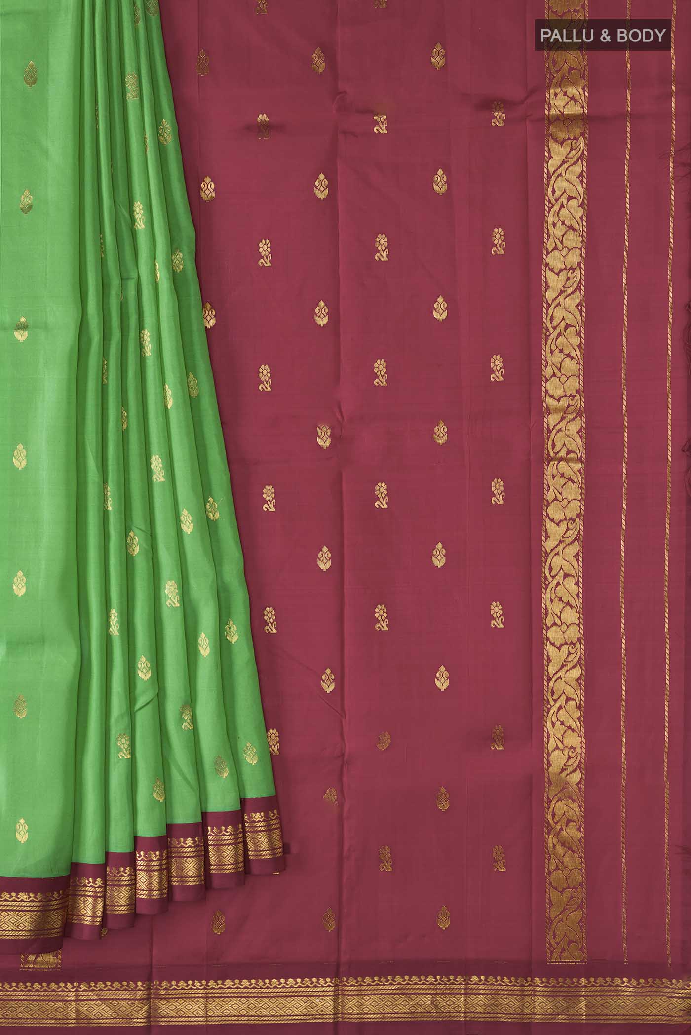 Green Kanchipuram Silk Saree - Image 4