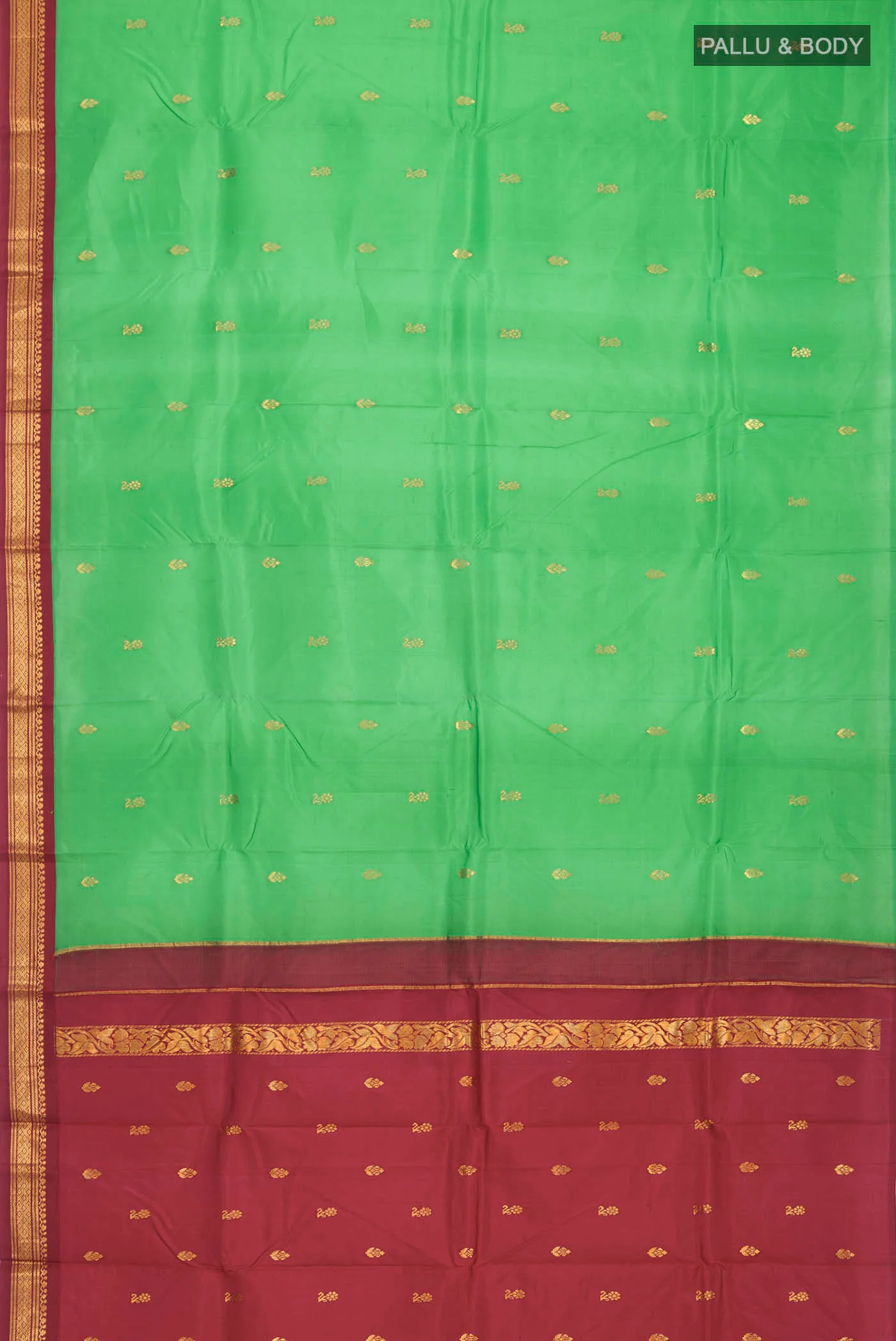 Green Kanchipuram Silk Saree - Image 5