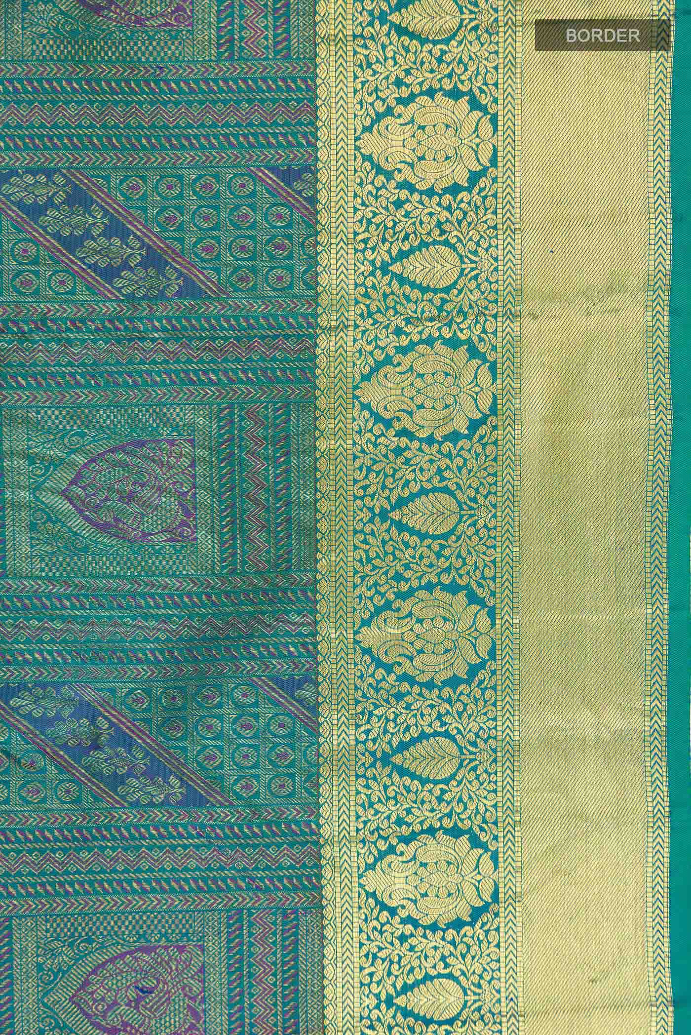 Green Kanchipuram Silk Saree - Image 3