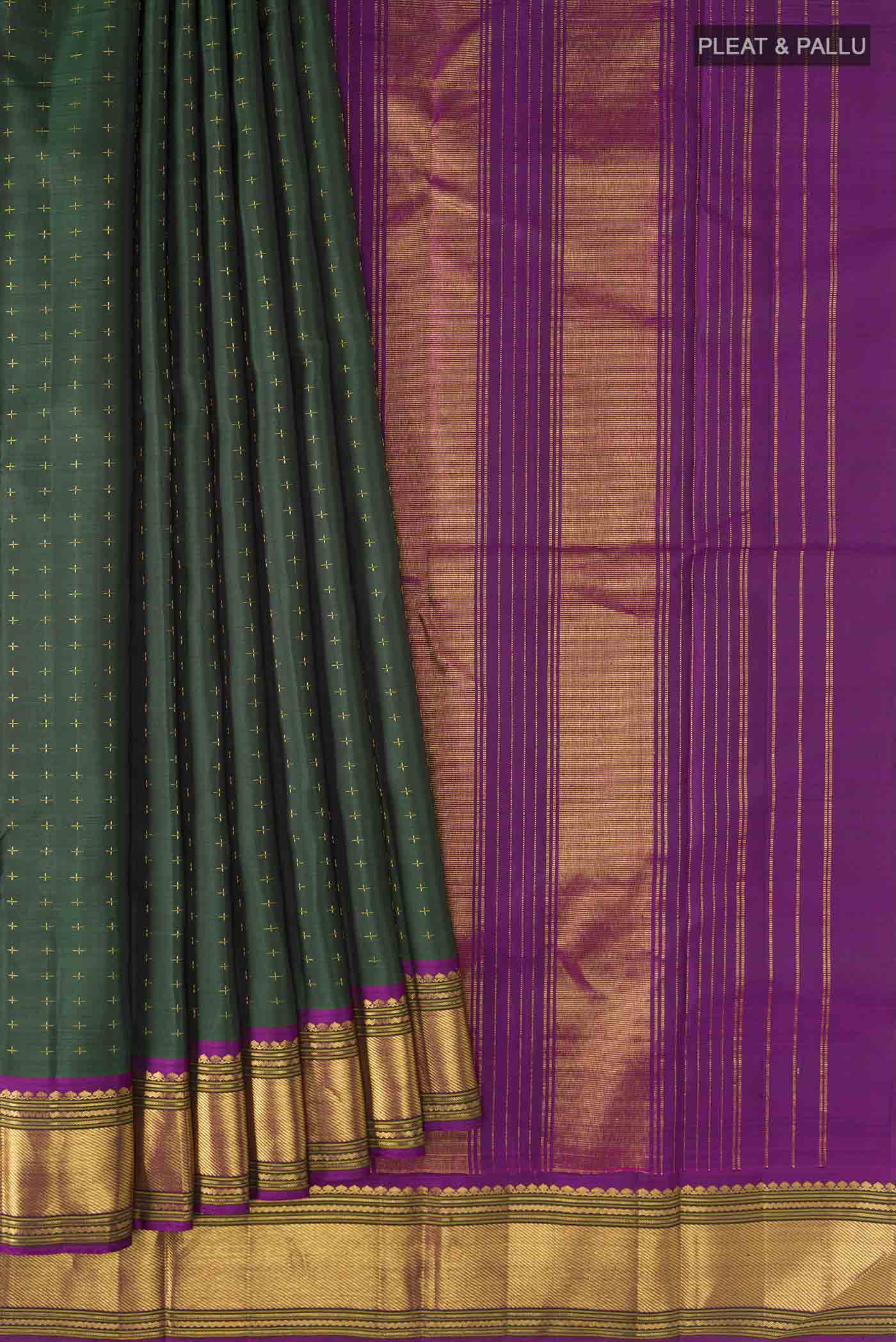 Green Kanchipuram Silk Saree - Image 4