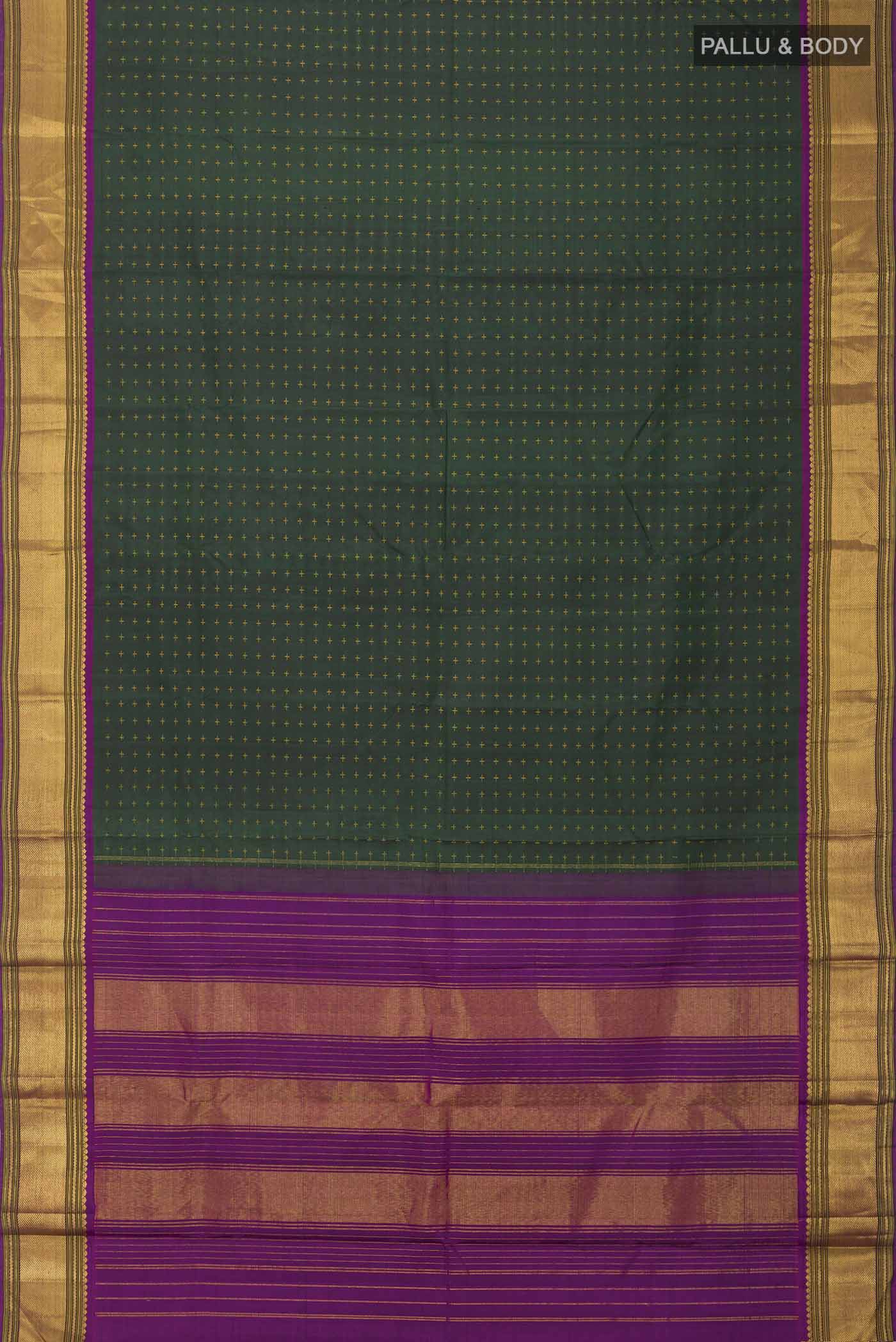 Green Kanchipuram Silk Saree - Image 6