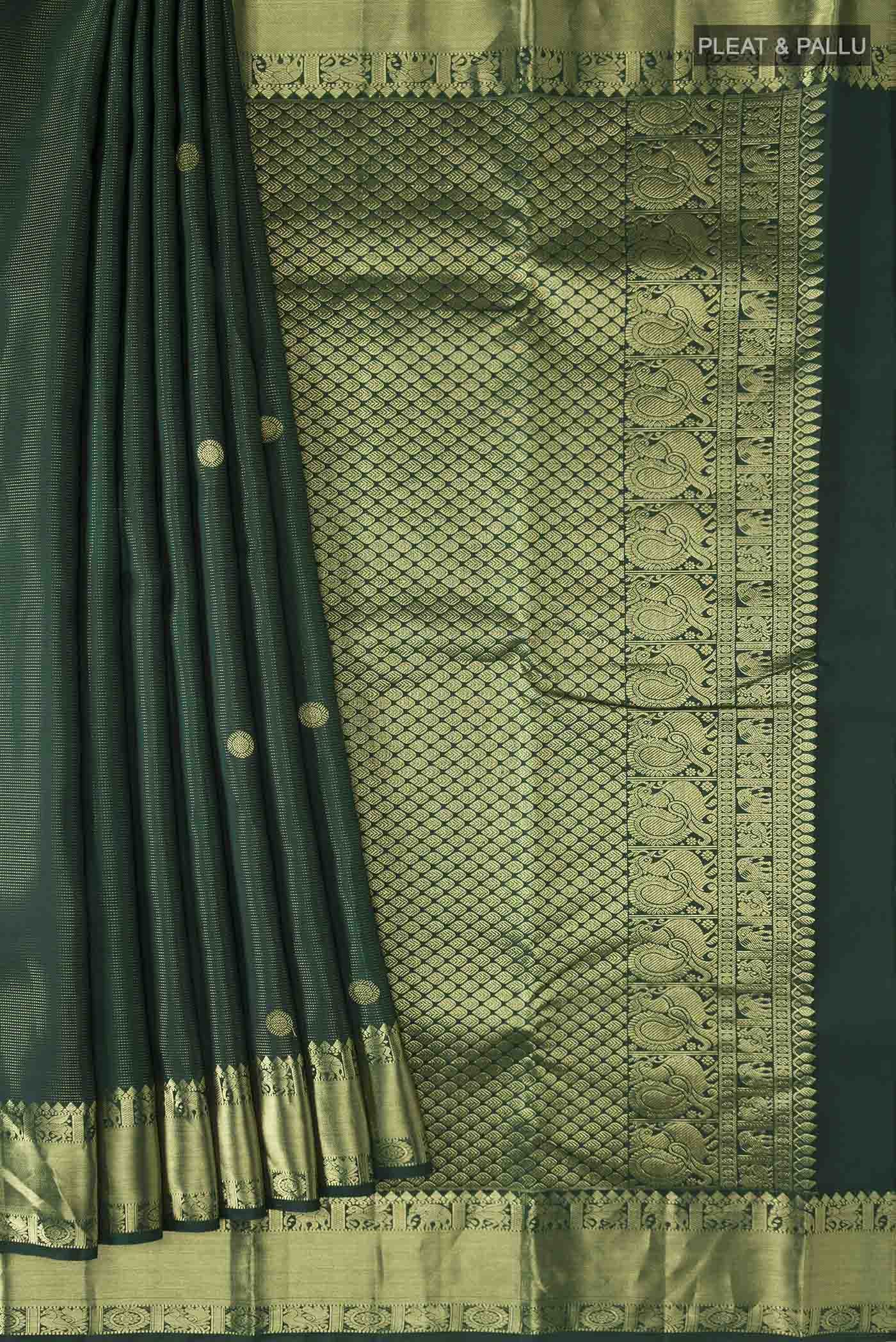 Green Kanjivaram Silk Saree - Image 4