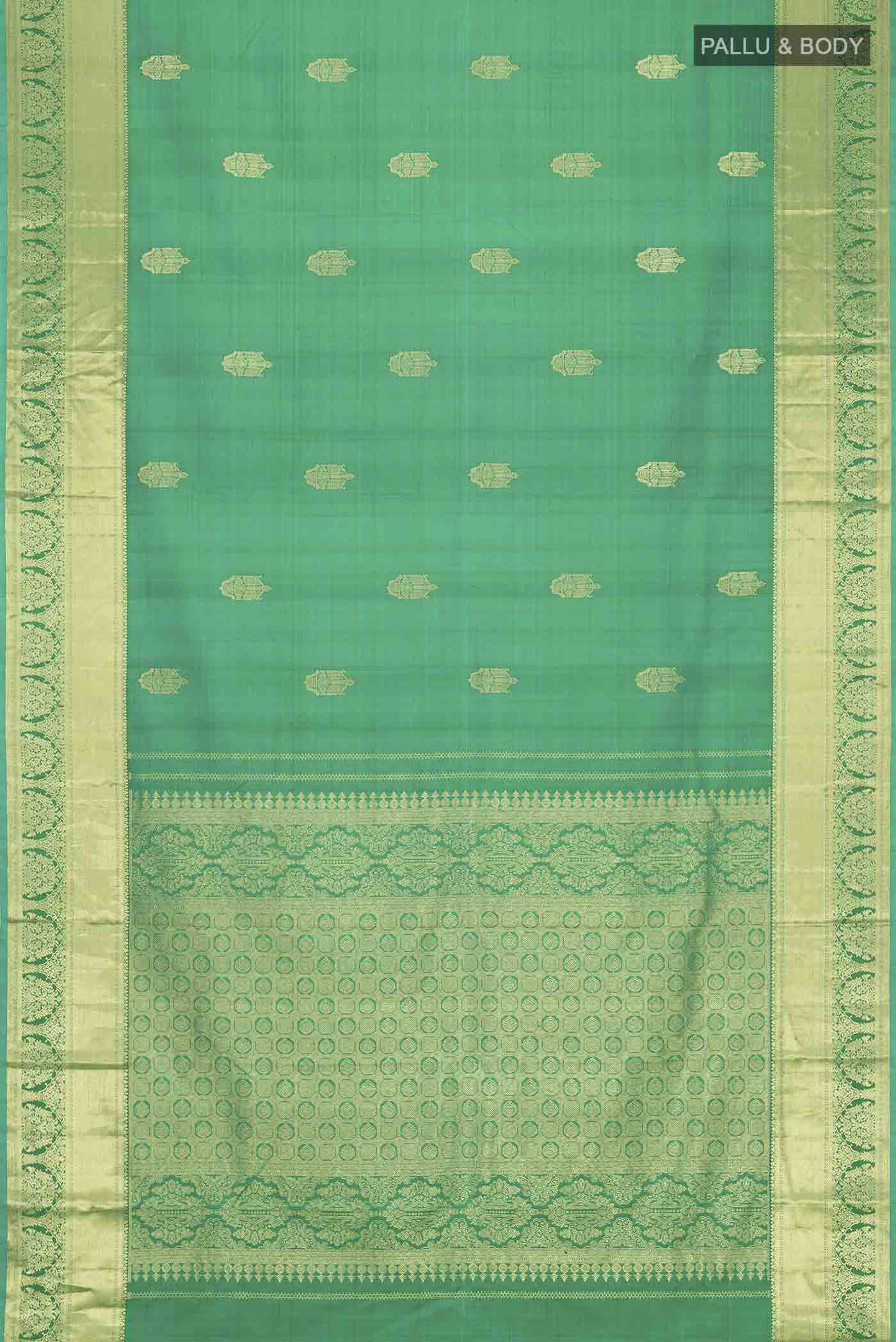 Green Kanchipuram Silk Saree - Image 6
