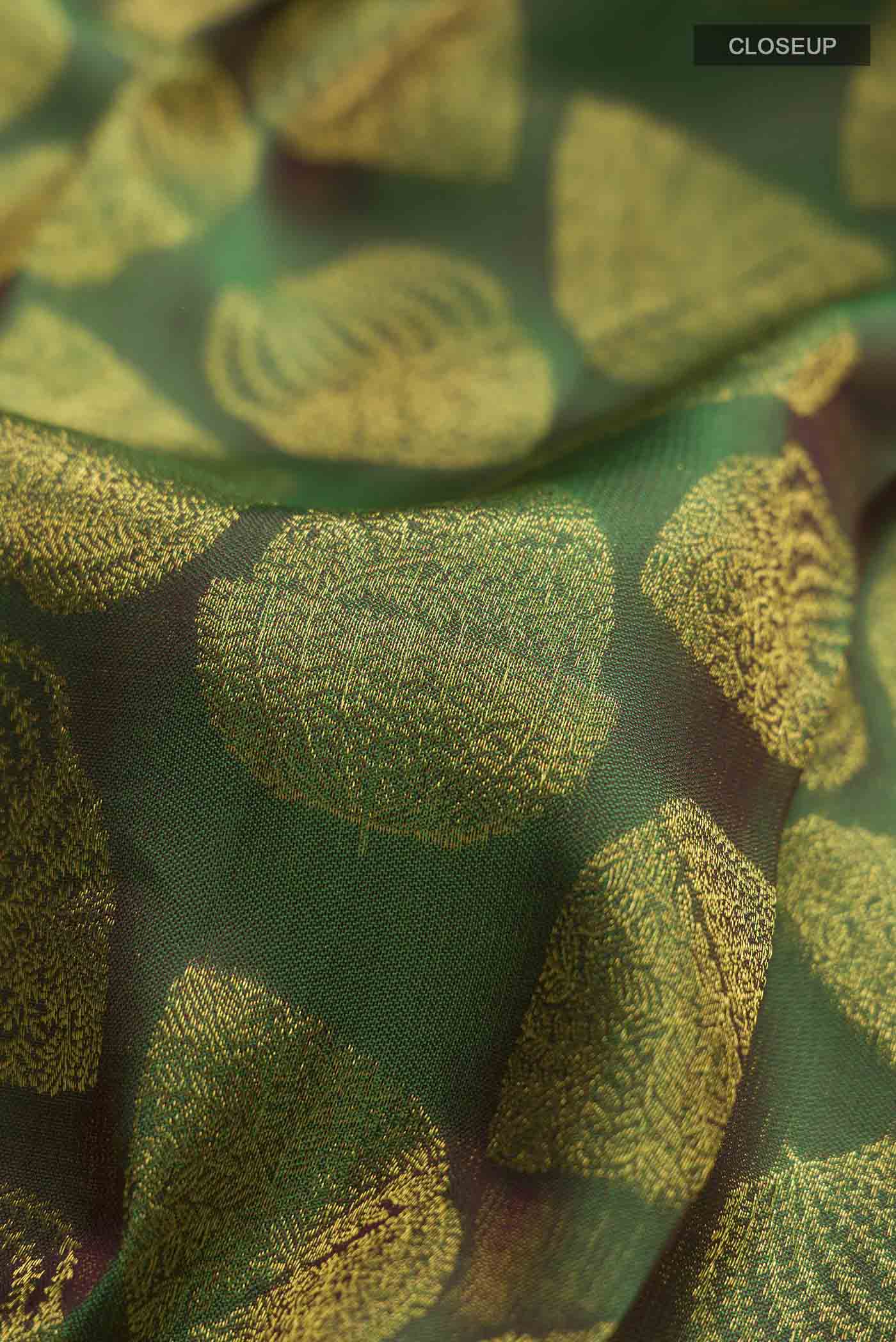 Green Kanchipuram Silk Saree - Image 2