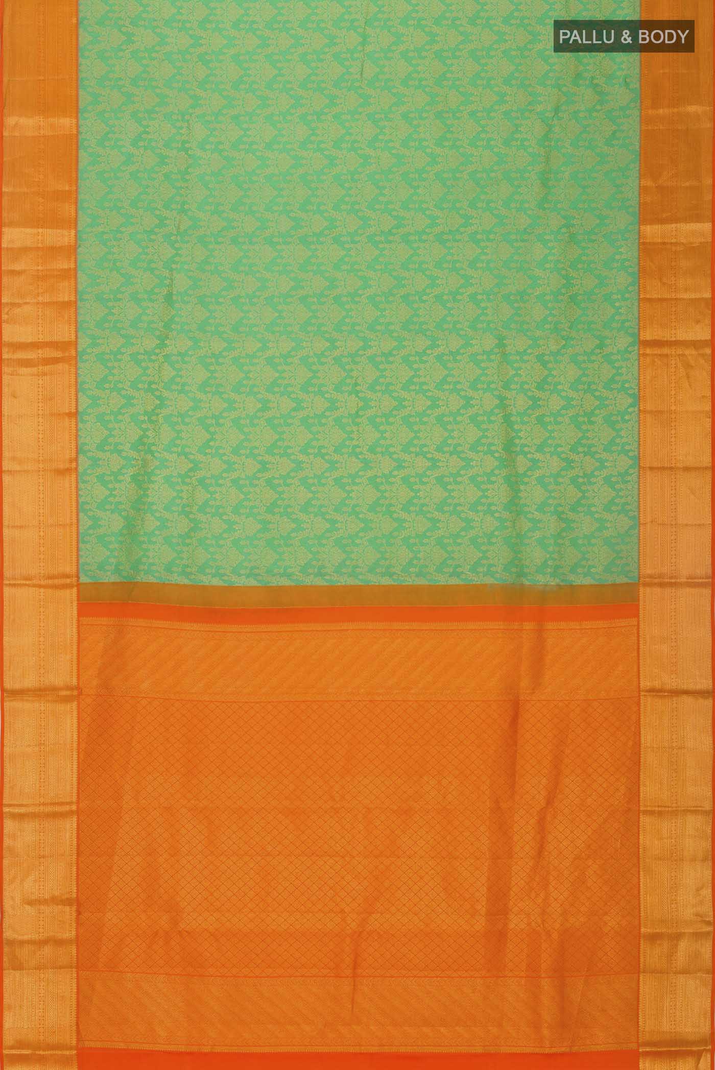 Green Kanchipuram Silk Saree - Image 6