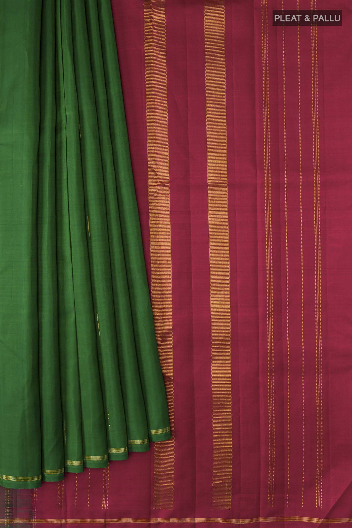 Green Kanchipuram Silk Saree - Image 4