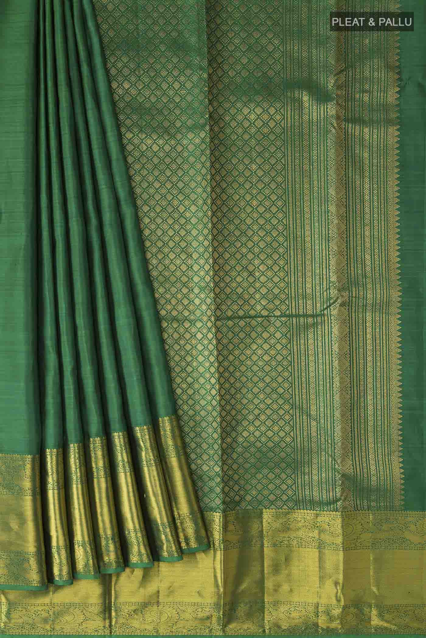 Green Kanjivaram Silk Saree - Image 4