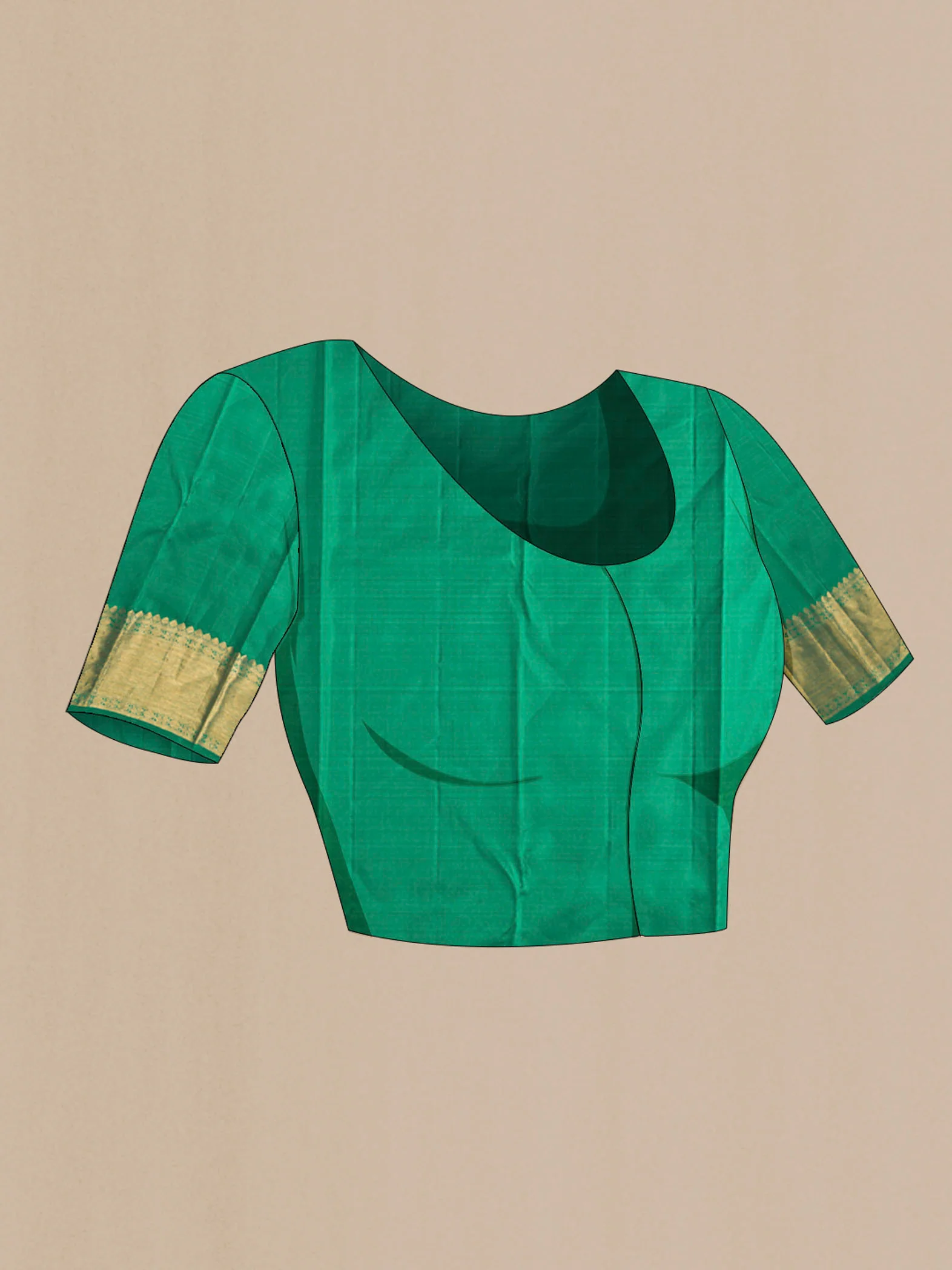 Green Kanchipuram Silk Saree - Image 5