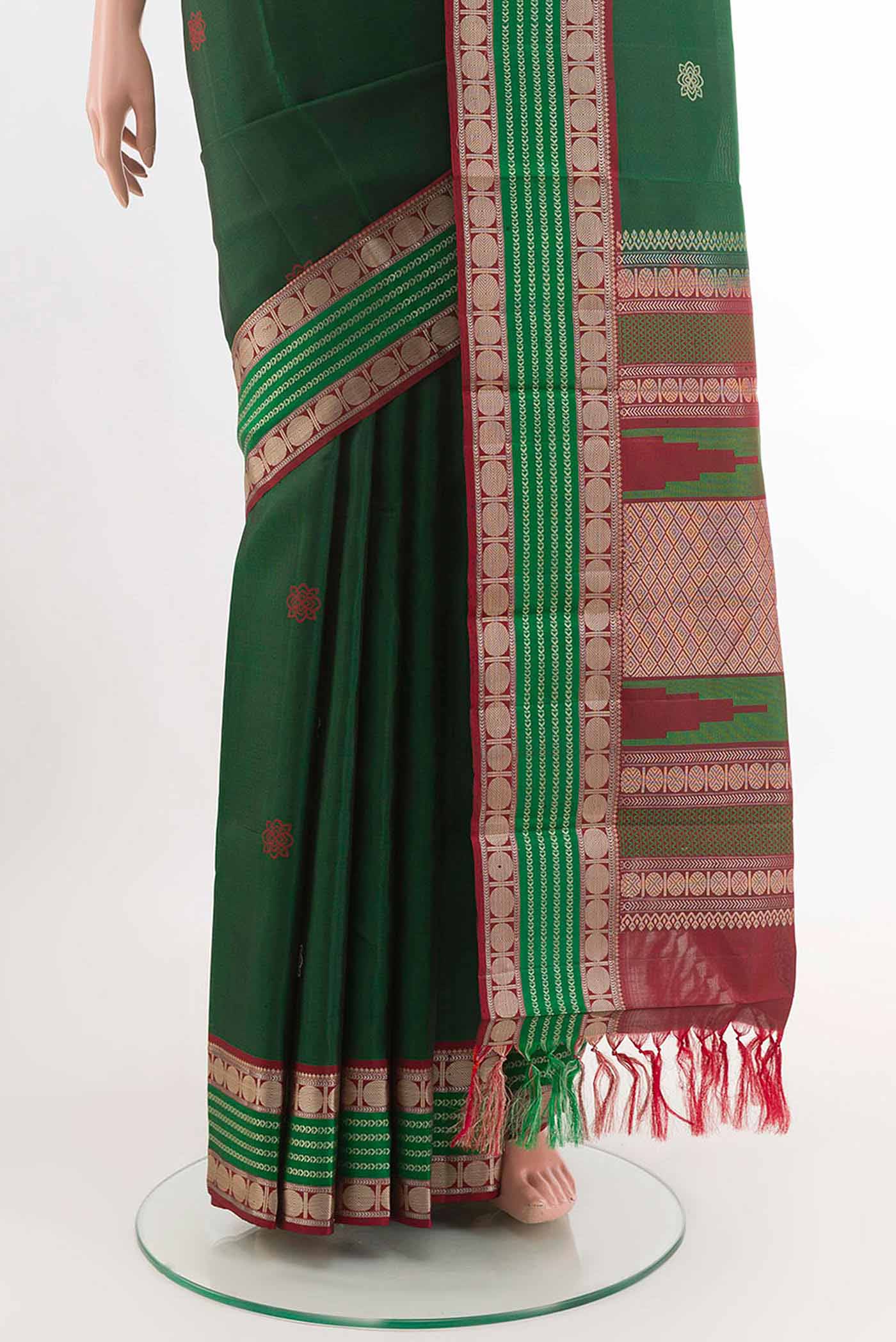 Green Kanjivaram Silk Saree - Image 3