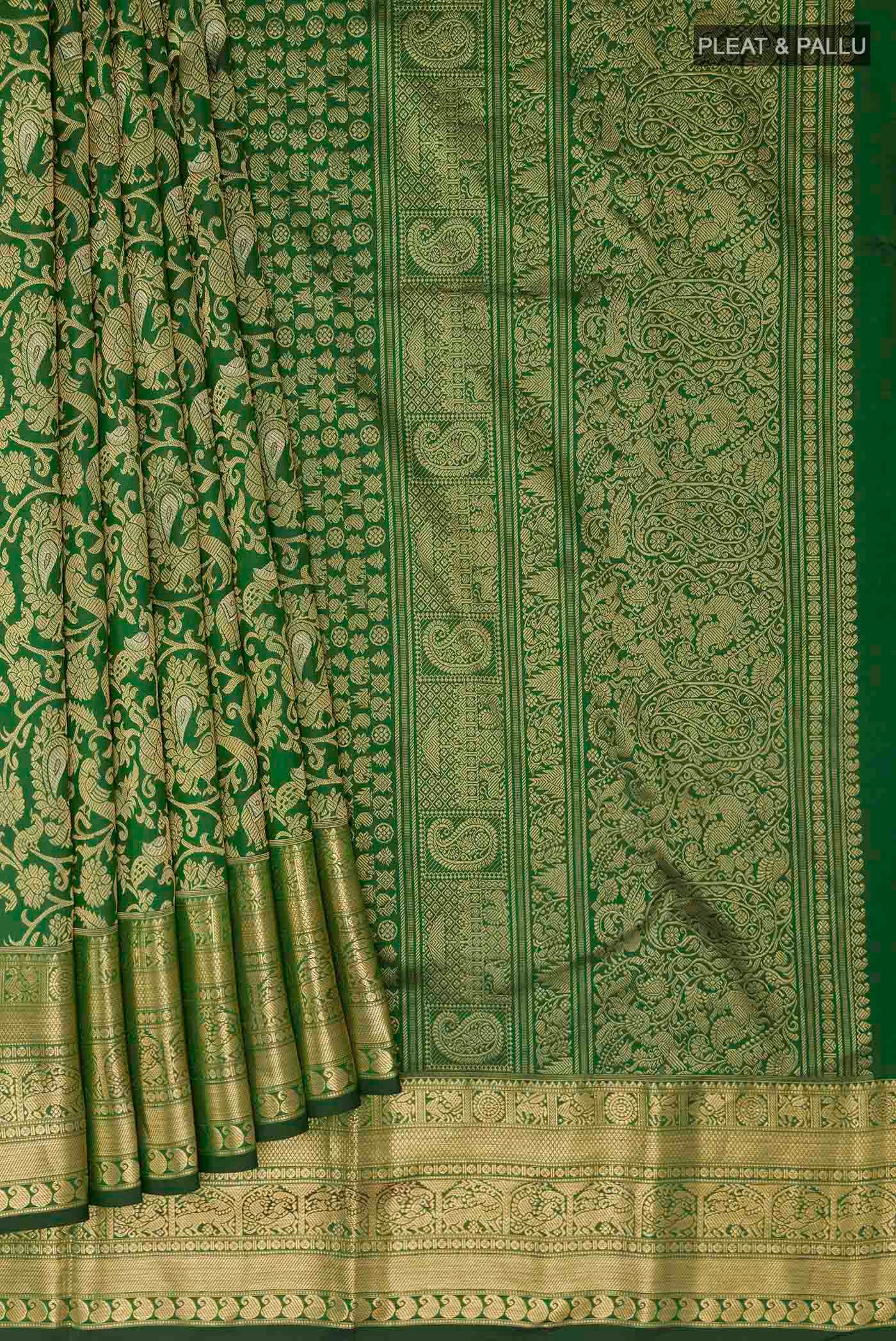 Green Kanjivaram Silk Saree - Image 4