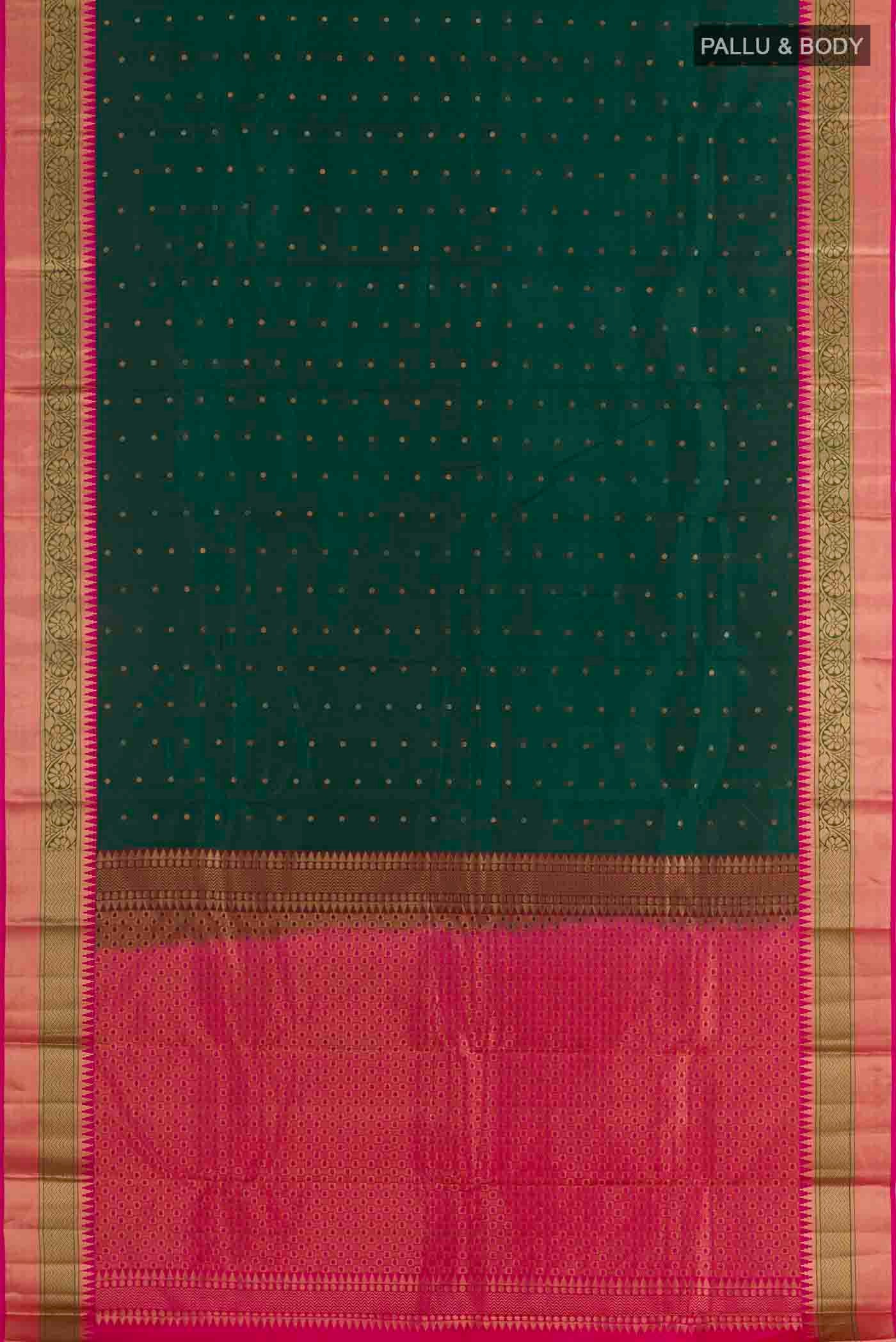 Green Kanchipuram Silk Saree - Image 3