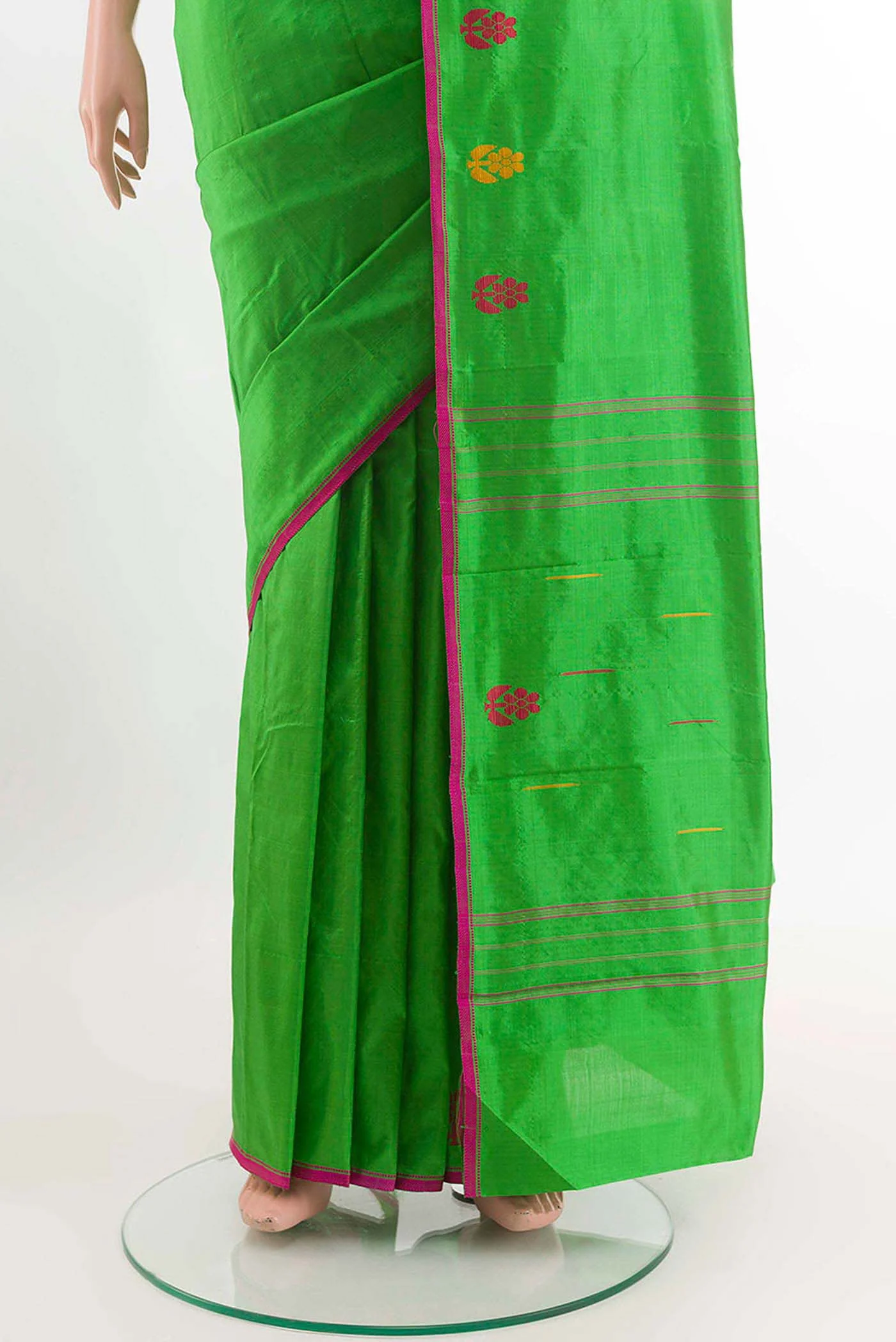 Green Kanchipuram Silk Saree - Image 3