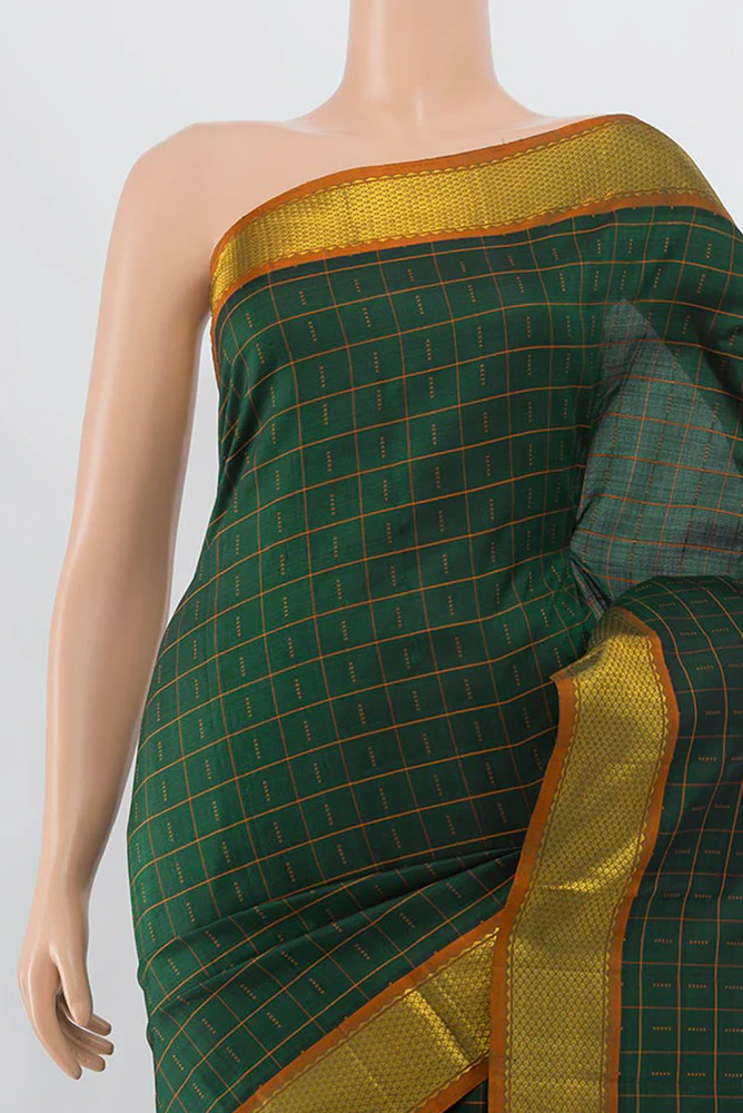 Bottle Green Kanchipuram Silk Saree - Image 2