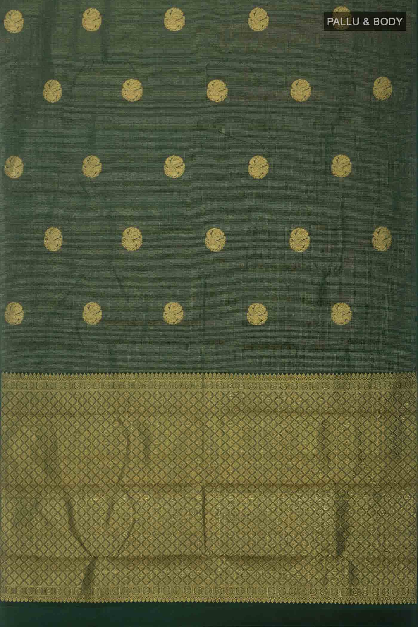 Green Kanchipuram Silk Saree - Image 6