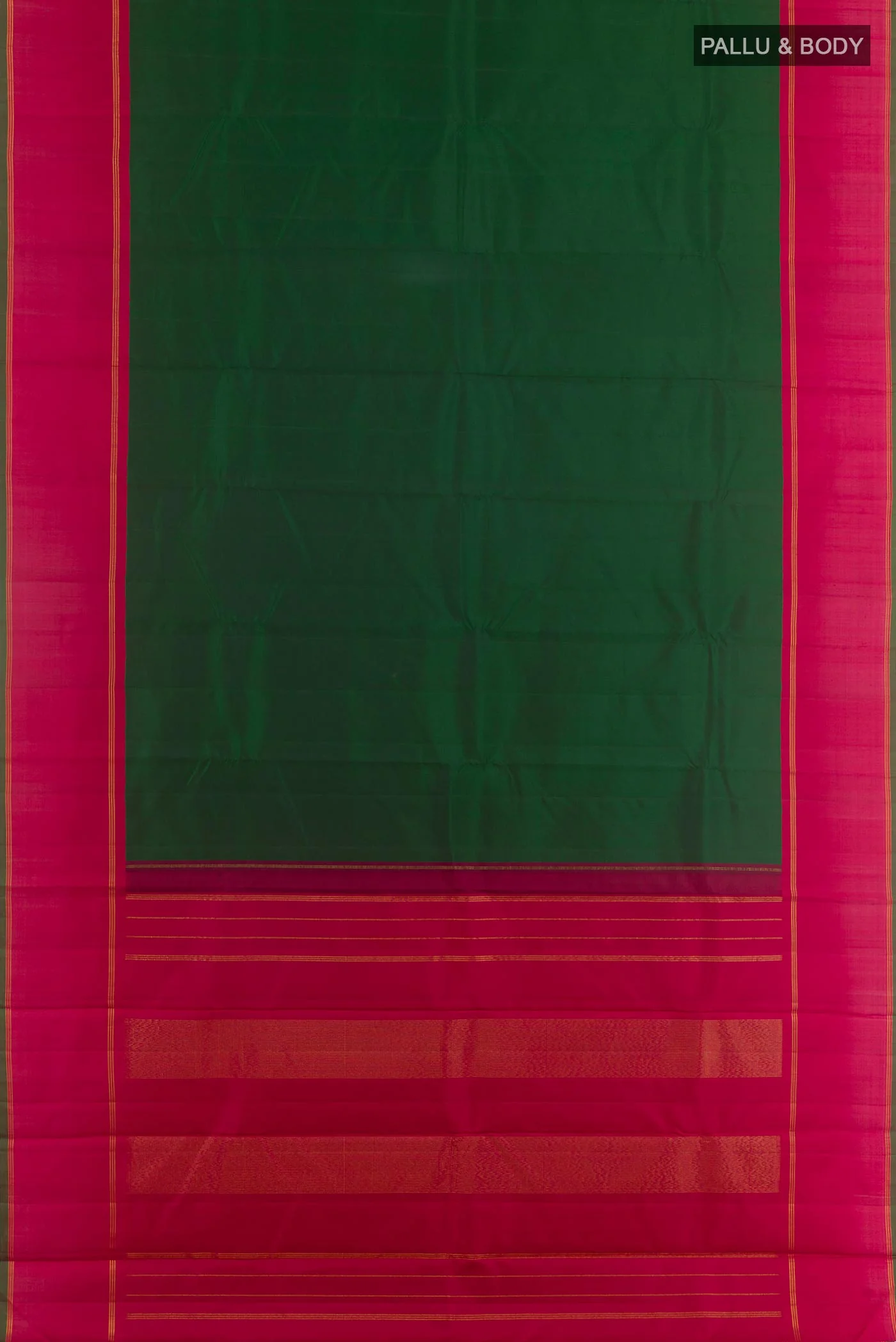 Pure Silk Pure Zari Green Kanchipuram Saree - Image 3