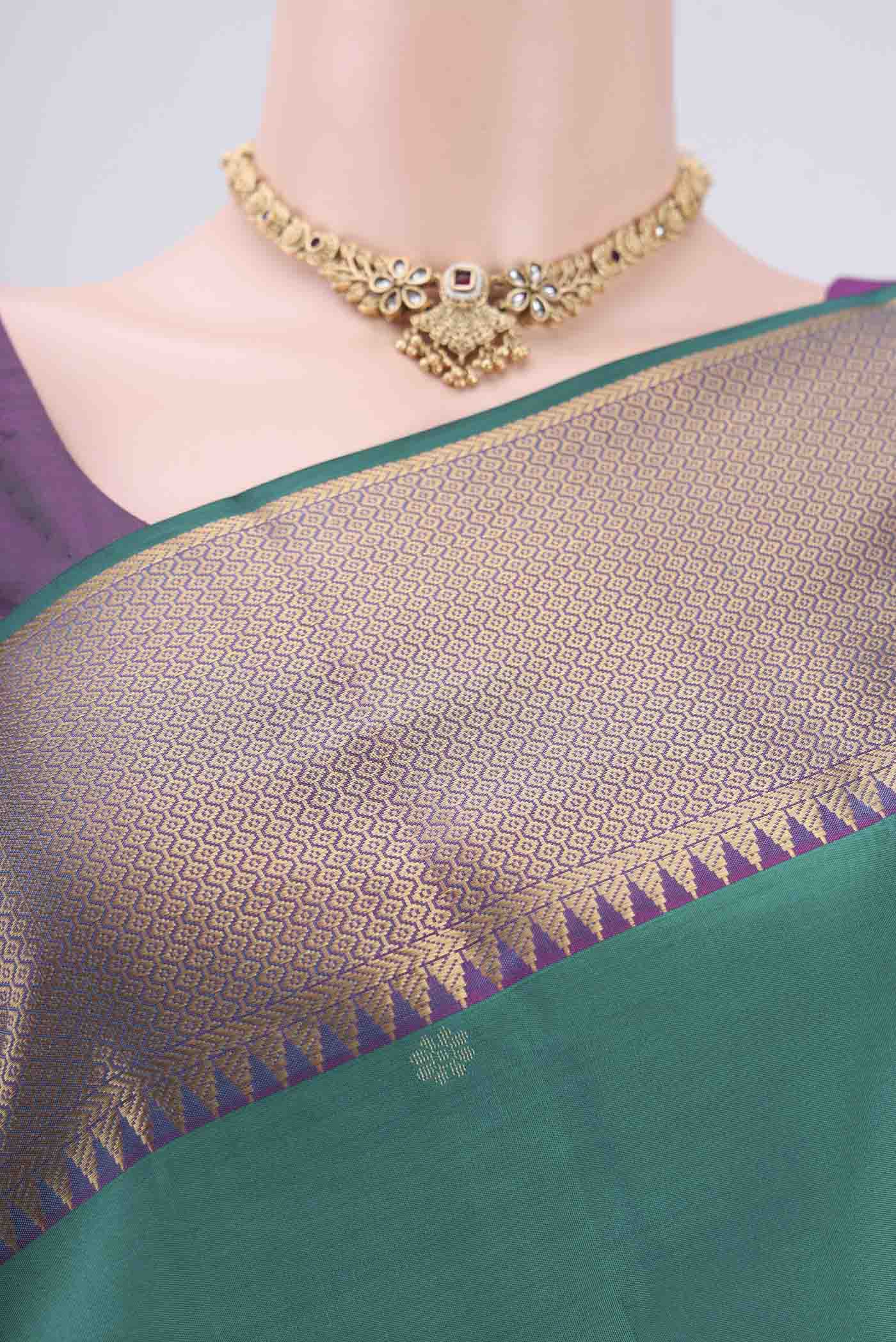 Green Kanchipuram Silk Saree - Image 2