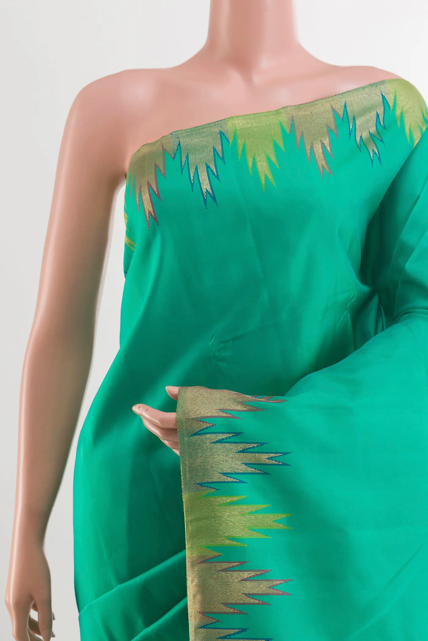 Sea Green Kanchipuram Silk Saree - Image 2