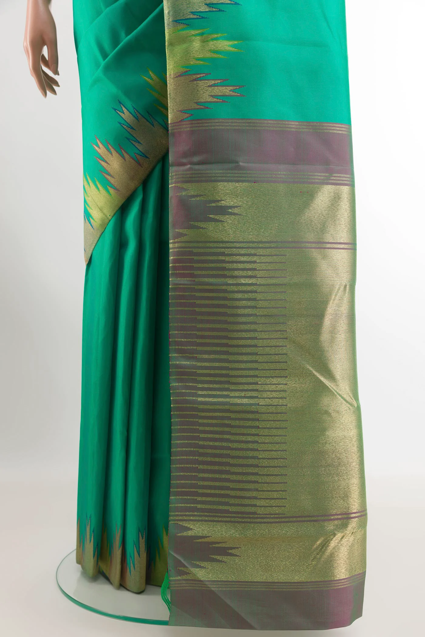 Sea Green Kanchipuram Silk Saree - Image 3