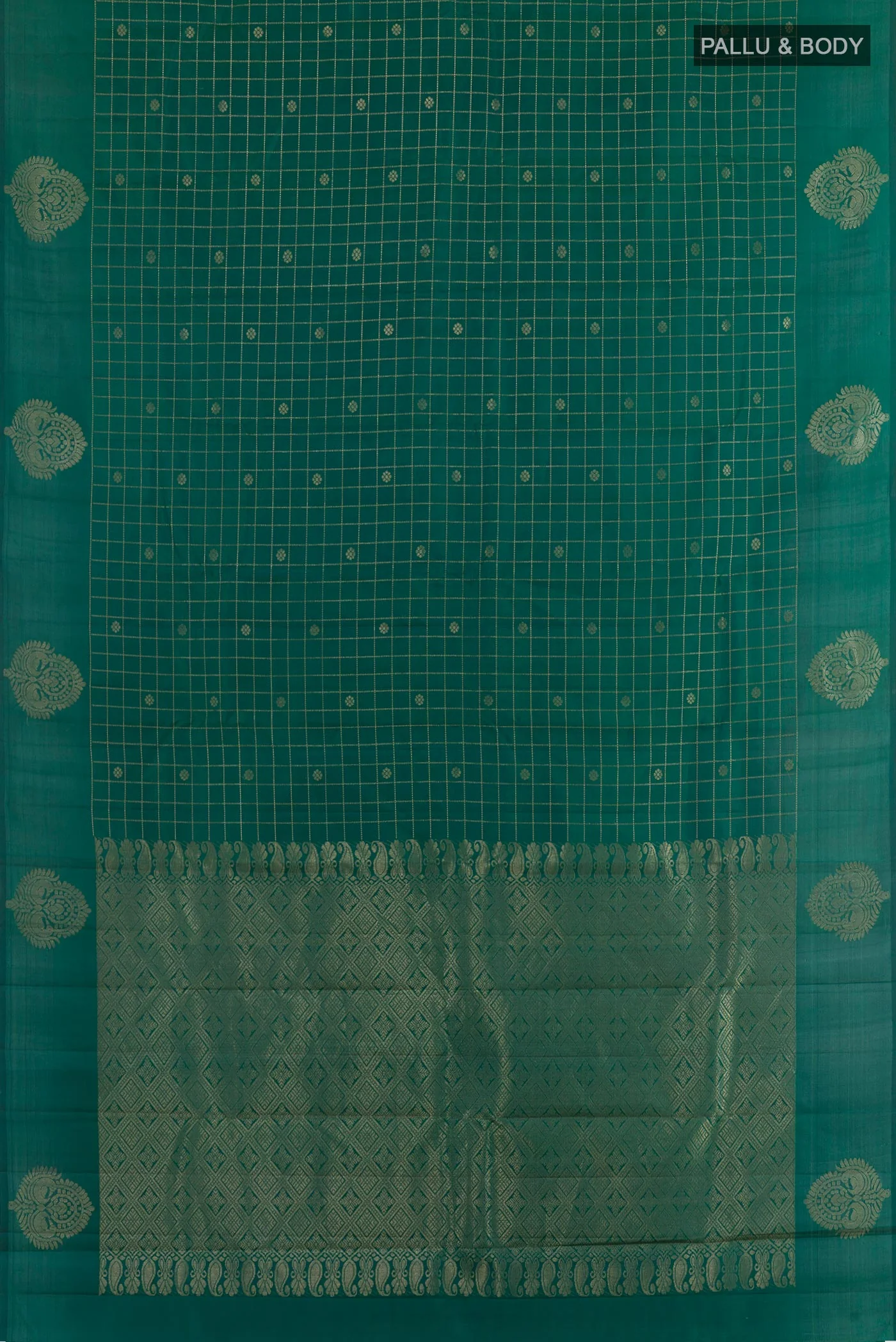 Green Kanchipuram Silk Saree - Image 3