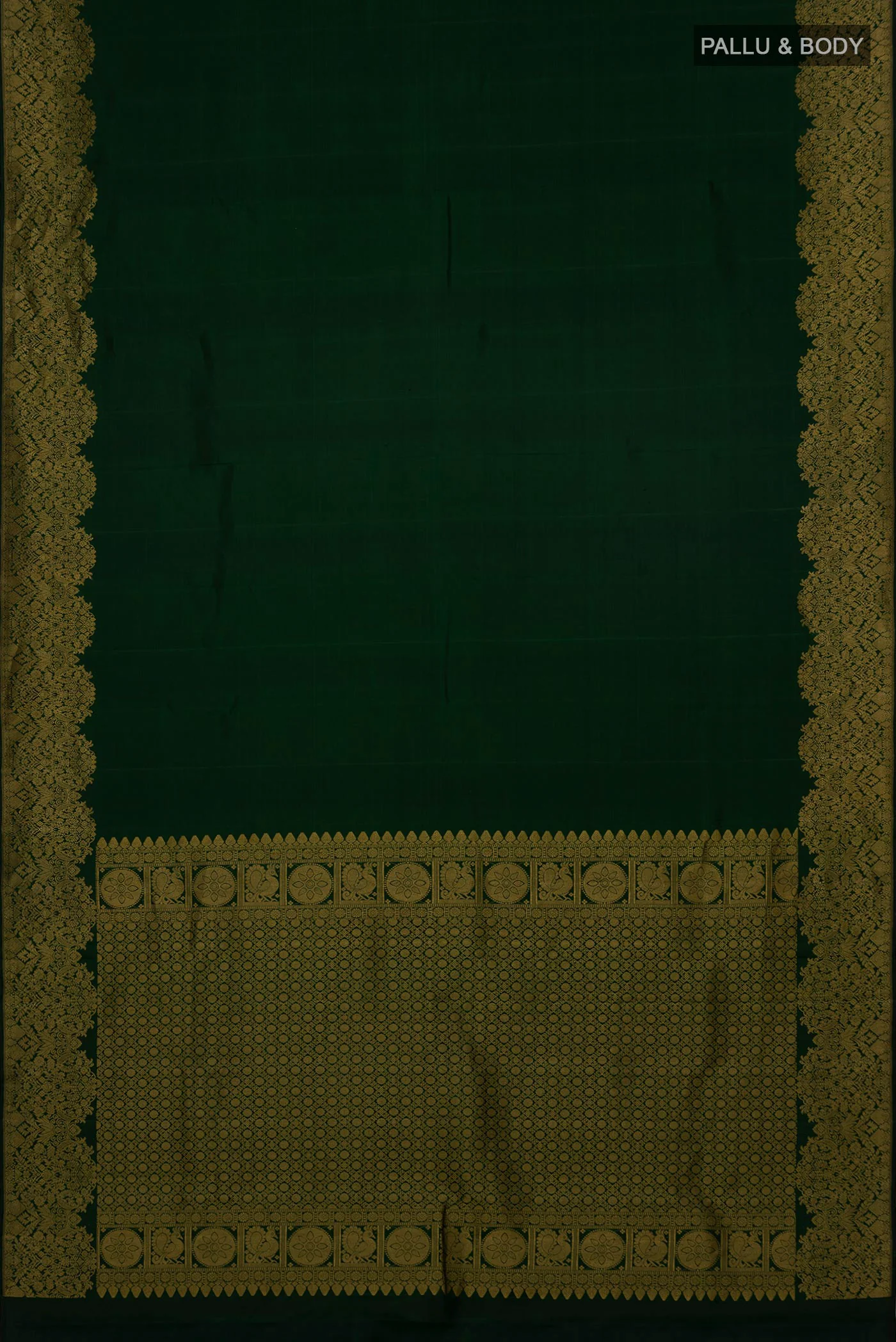 Bottle Green Kanchipuram Silk Saree - Image 5