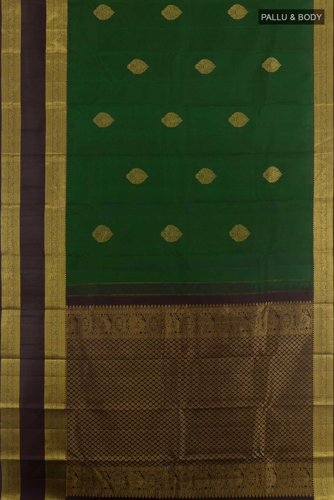 Green Kanchipuram Silk Saree - Image 3