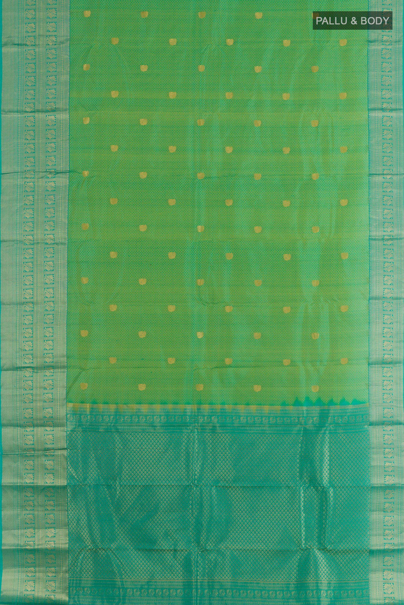 Green Kanchipuram Silk Saree - Image 3