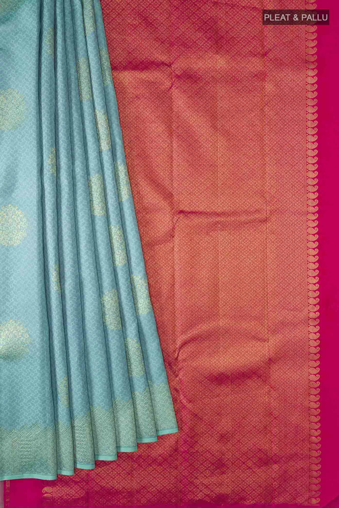 Light Blue Kanjivaram Silk Saree - Image 4