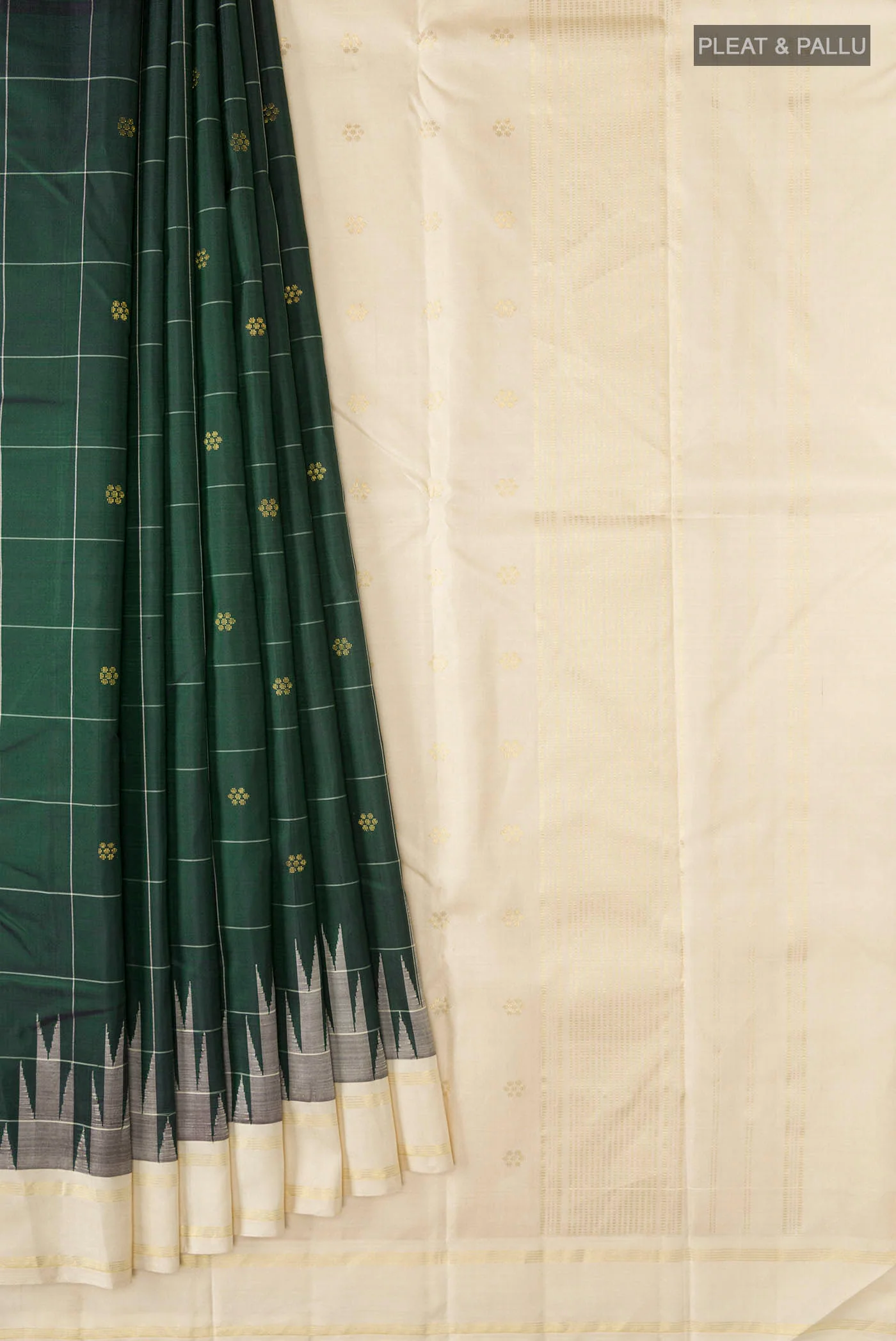 Green Kanchipuram Silk Saree - Image 4