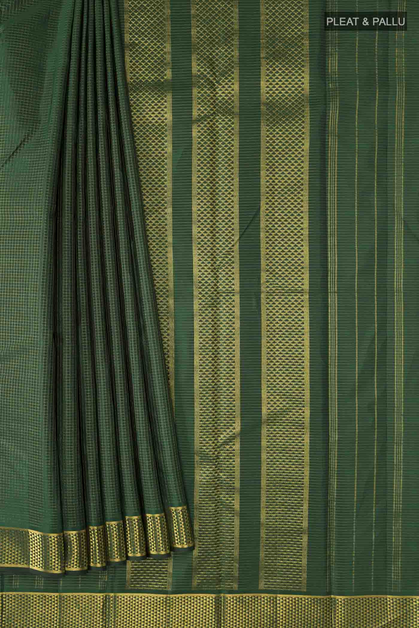 Green Kanchipuram Silk Saree - Image 4