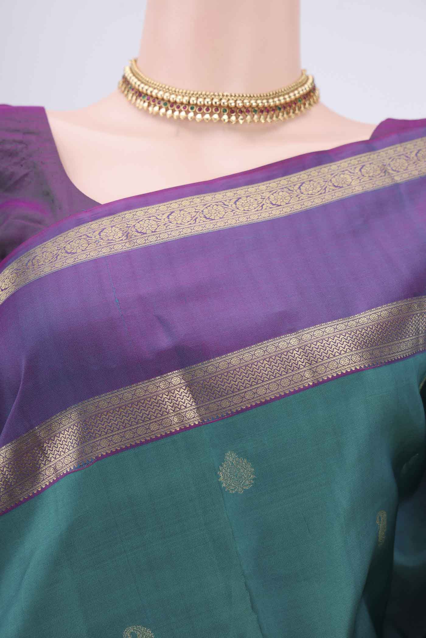 Green Kanchipuram Silk Saree - Image 2
