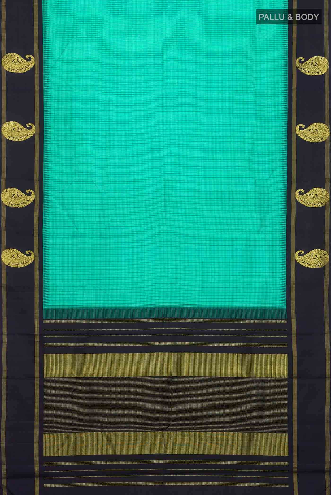 Turquoise Kanjivaram Silk Saree - Image 4