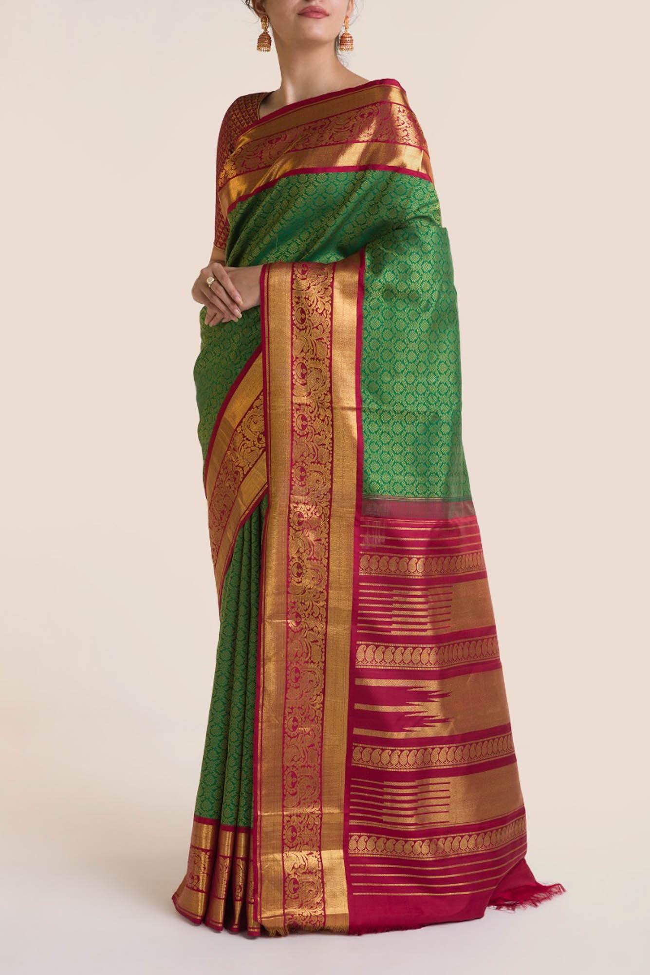Mayil-Green Kanchipuram Silk Saree - Image 2