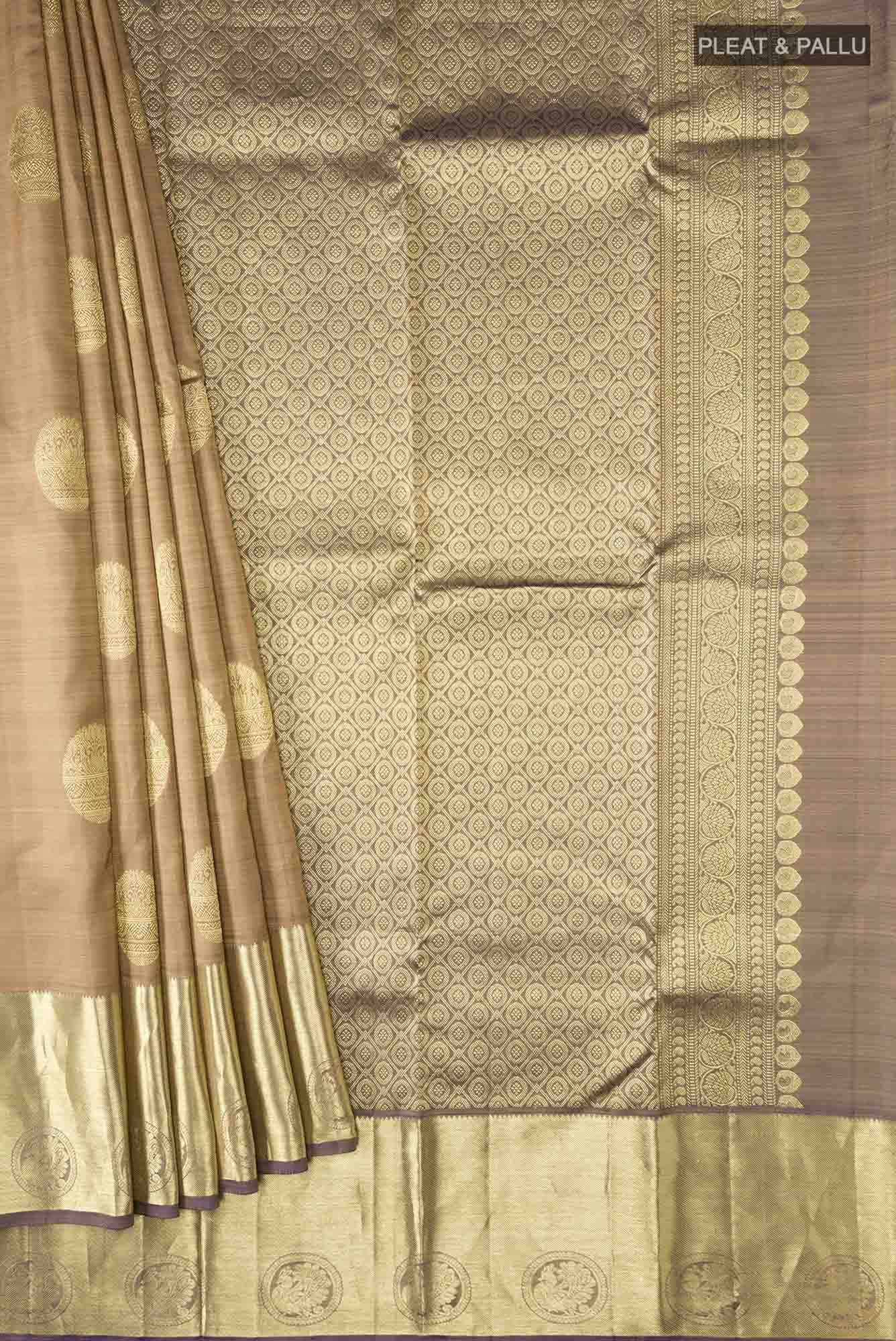 Beige Kanchipuram Silk Saree - Image 2