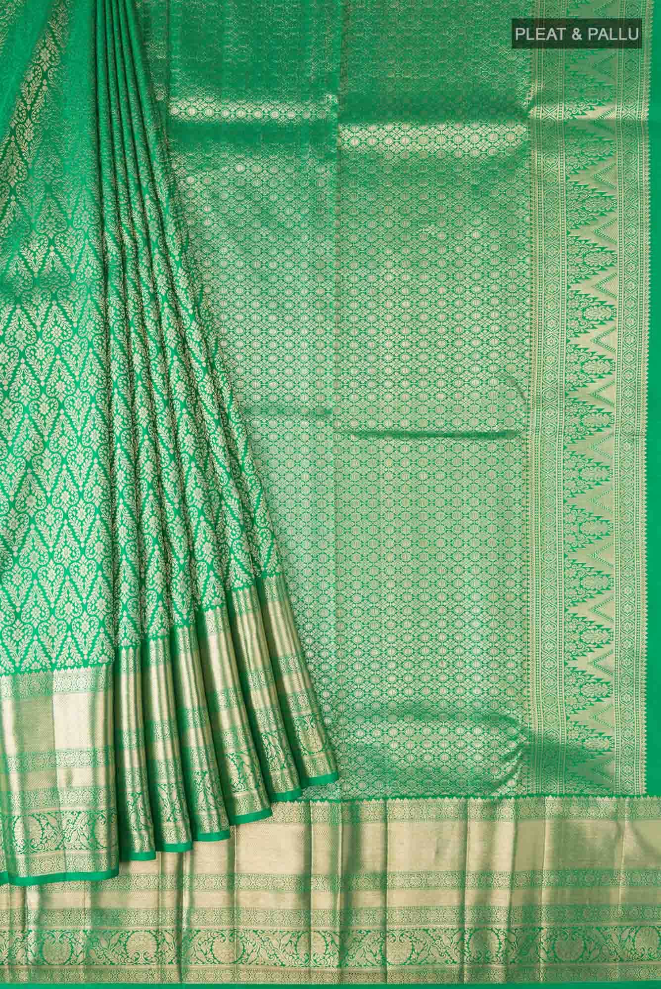 Green Kanchipuram Silk Saree - Image 2