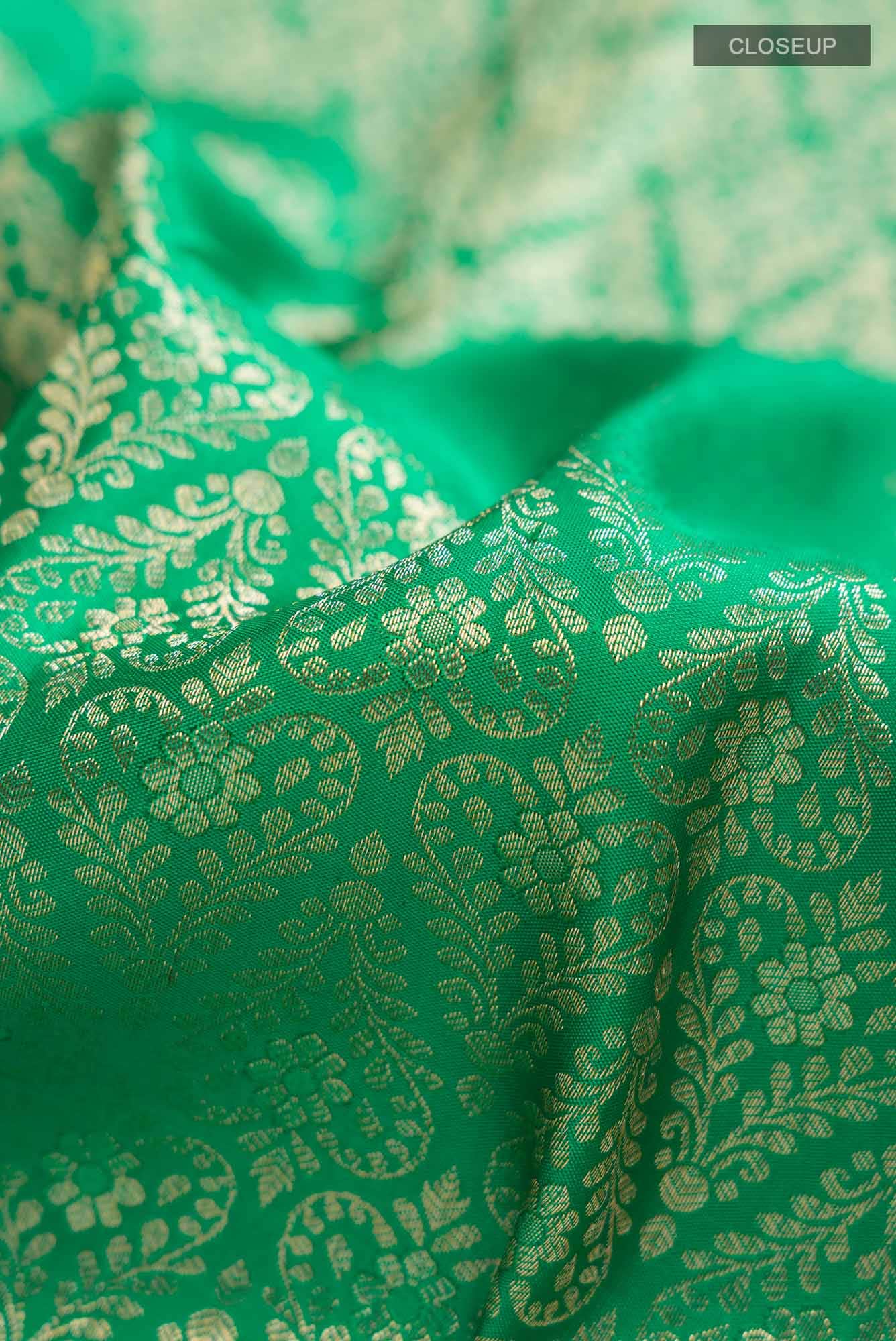 Green Kanchipuram Silk Saree - Image 3